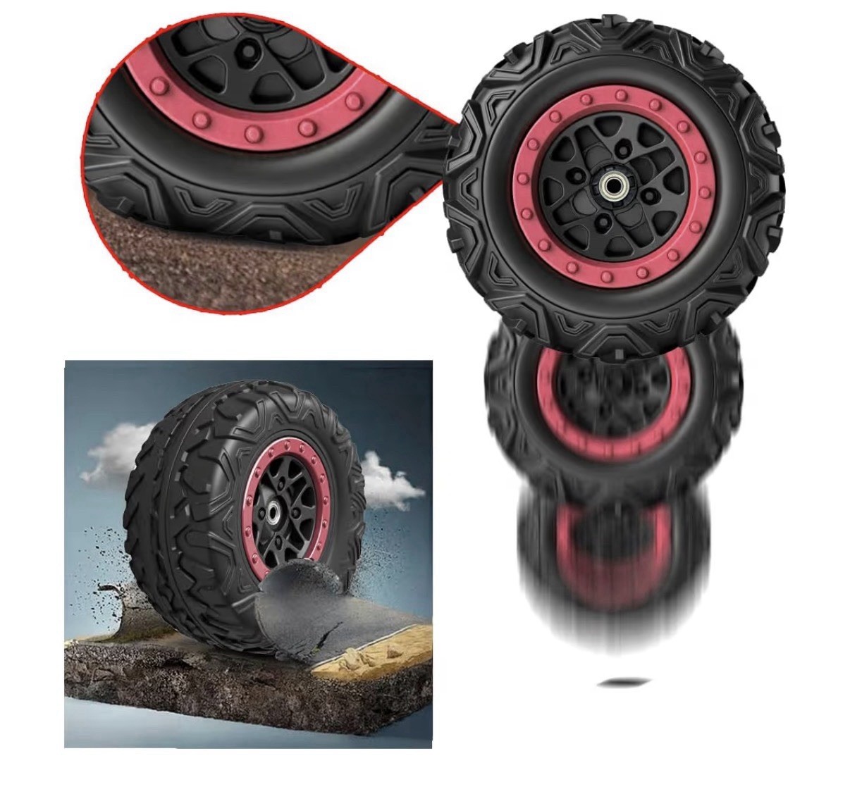 2 Pack 30CM/11.8” PU Solid EVA Foam Tire for Power Wheels,1.2CM/0.47in Apert…