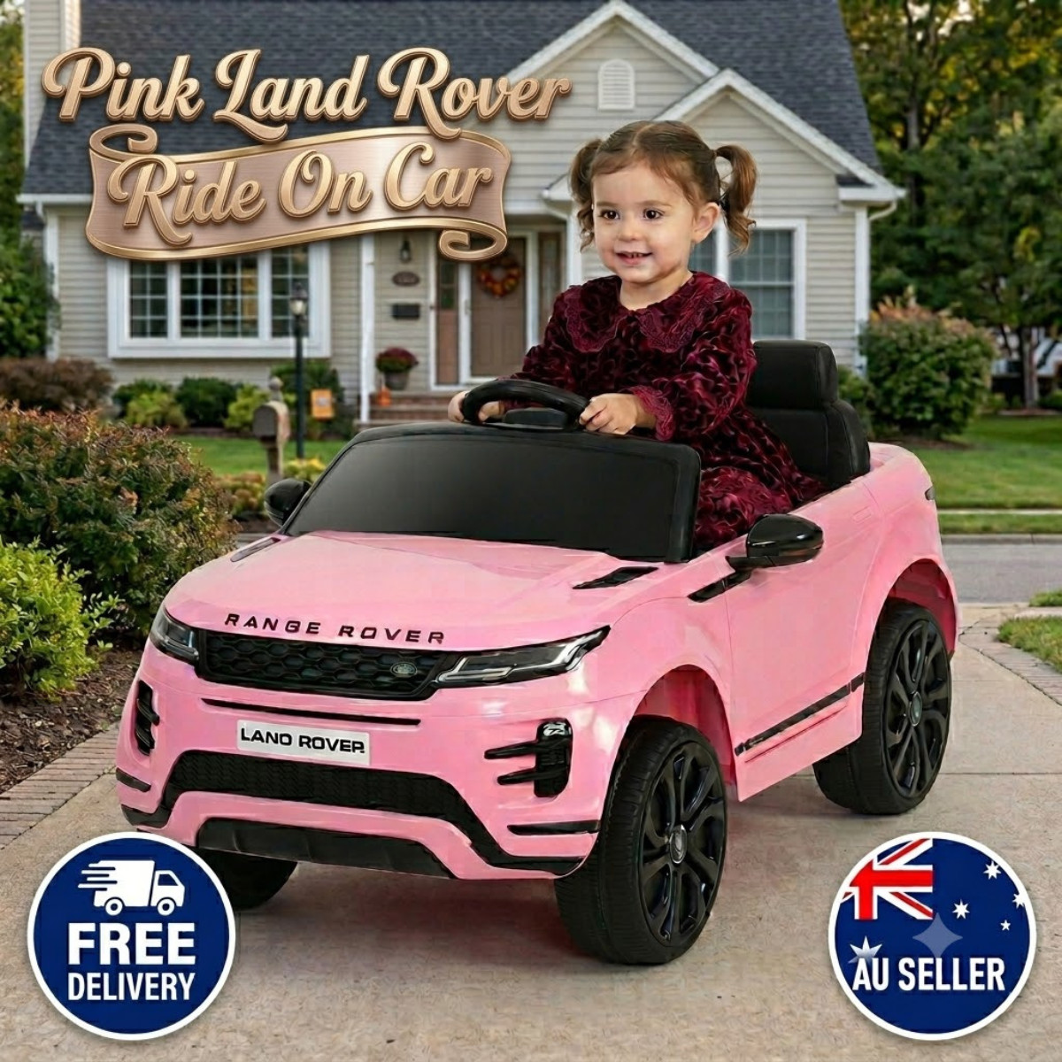 Licensed Land Rover Kids Electric Ride On Car Pink 12V with Remote