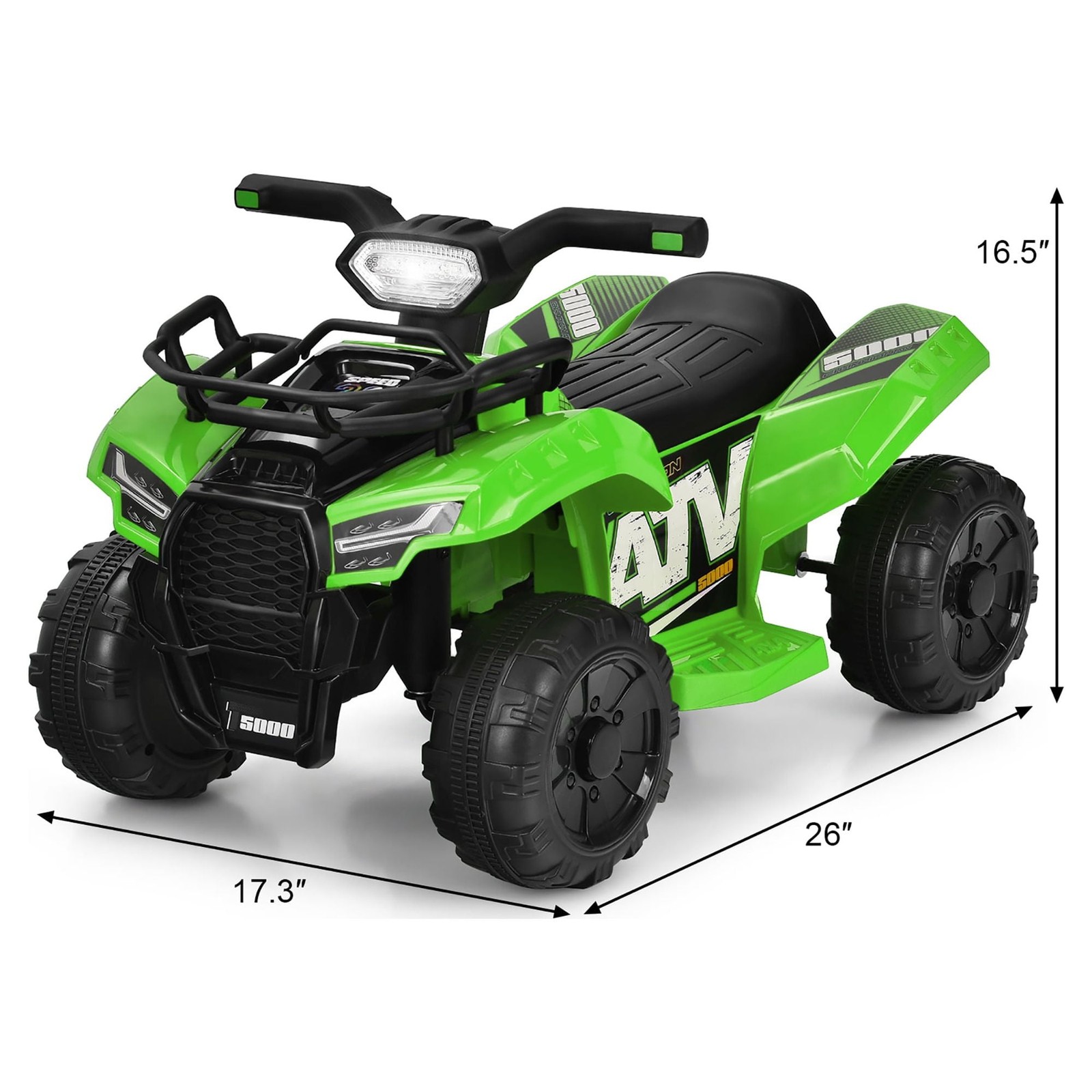 6V Kids ATV Quad Electric Ride on Car Toy Toddler with LED Light MP3 Green