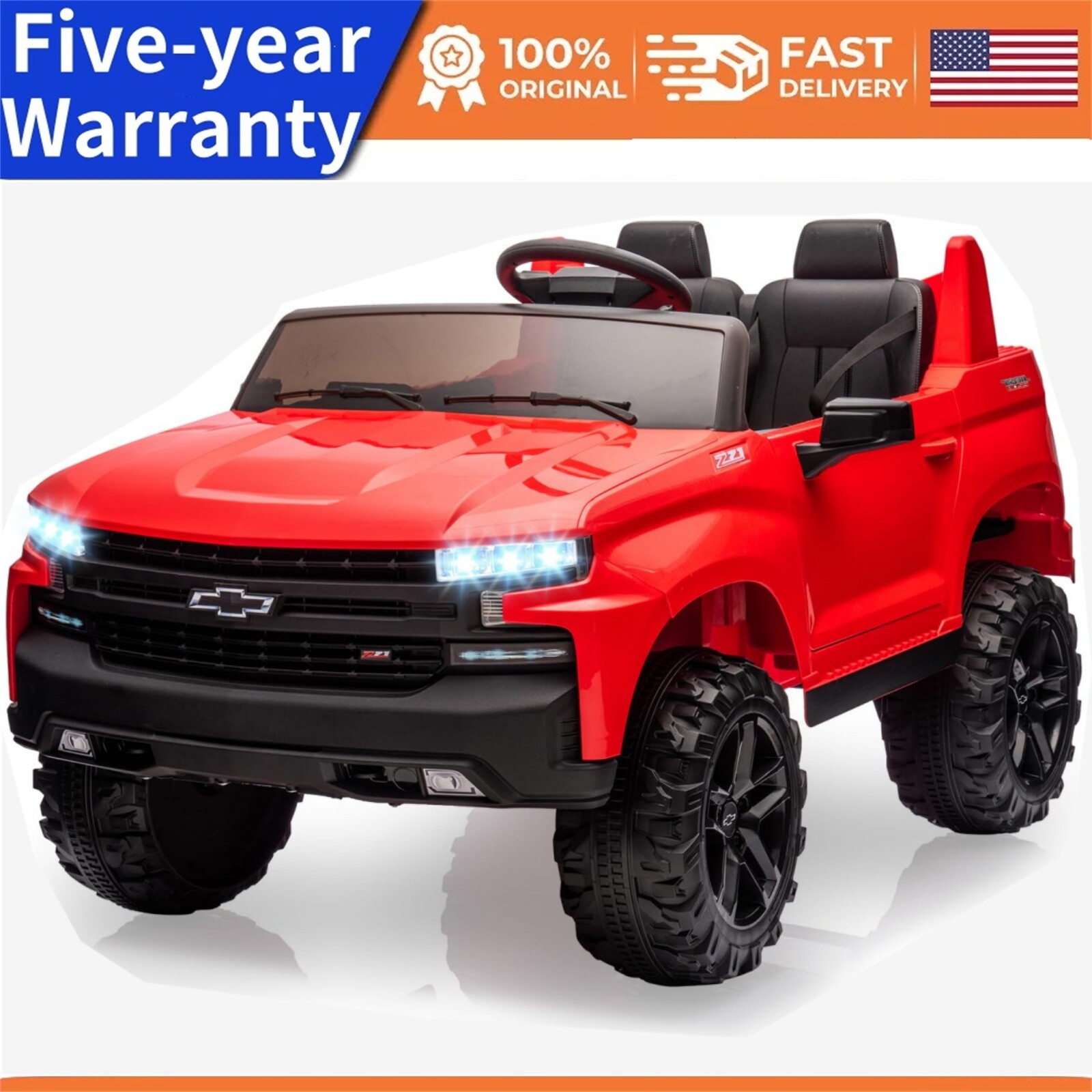 🍎Ride On Toys 24V 2-Seater for Licensed Chevrolet Silverado 3 Speeds MP3 Player