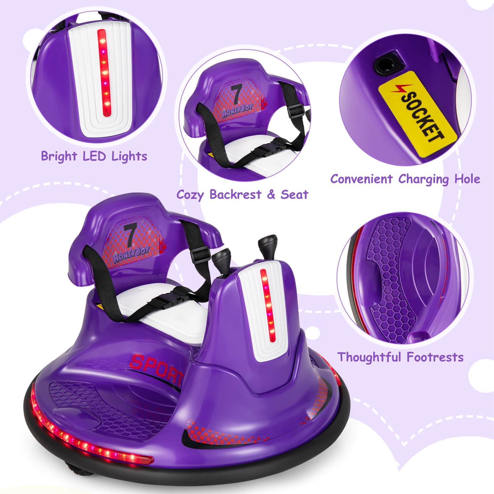 12V Bumper Car for Kids Toddlers Electric Ride On Car Vehicle w/ 360° Spin