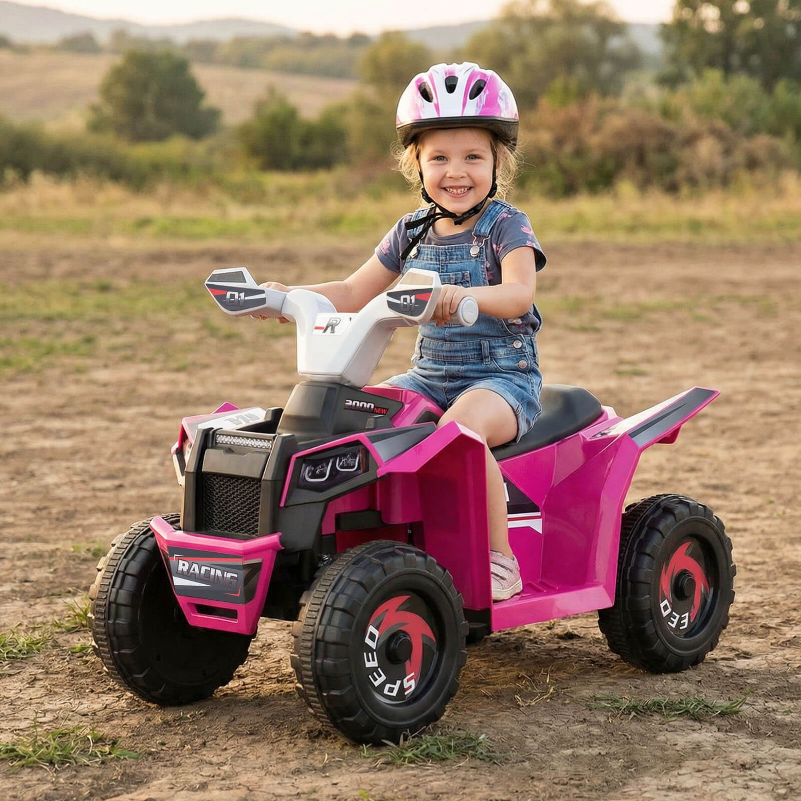 Kids Electric ATV Car, 6V Battery-Powered Ride on Toy w/Removable Back Trailer