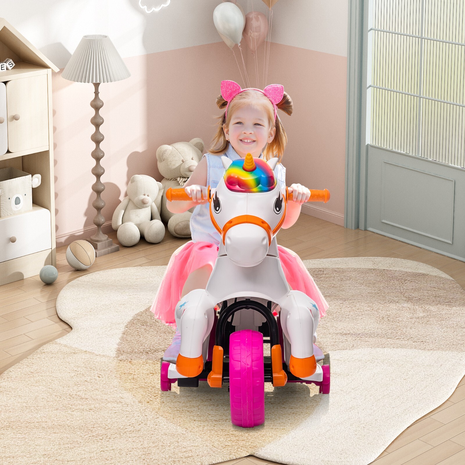 6V Kids Ride on Unicorn Toys with Music & Rechargeable Battery for Toddler