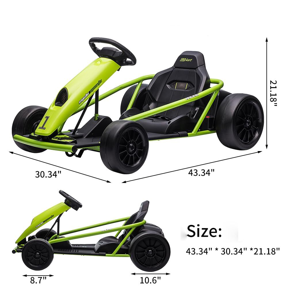 🔥🔥Ride On Toy for Teens 24V Go Kart 9Ah Large Battery 8MPH High Speed Drifting
