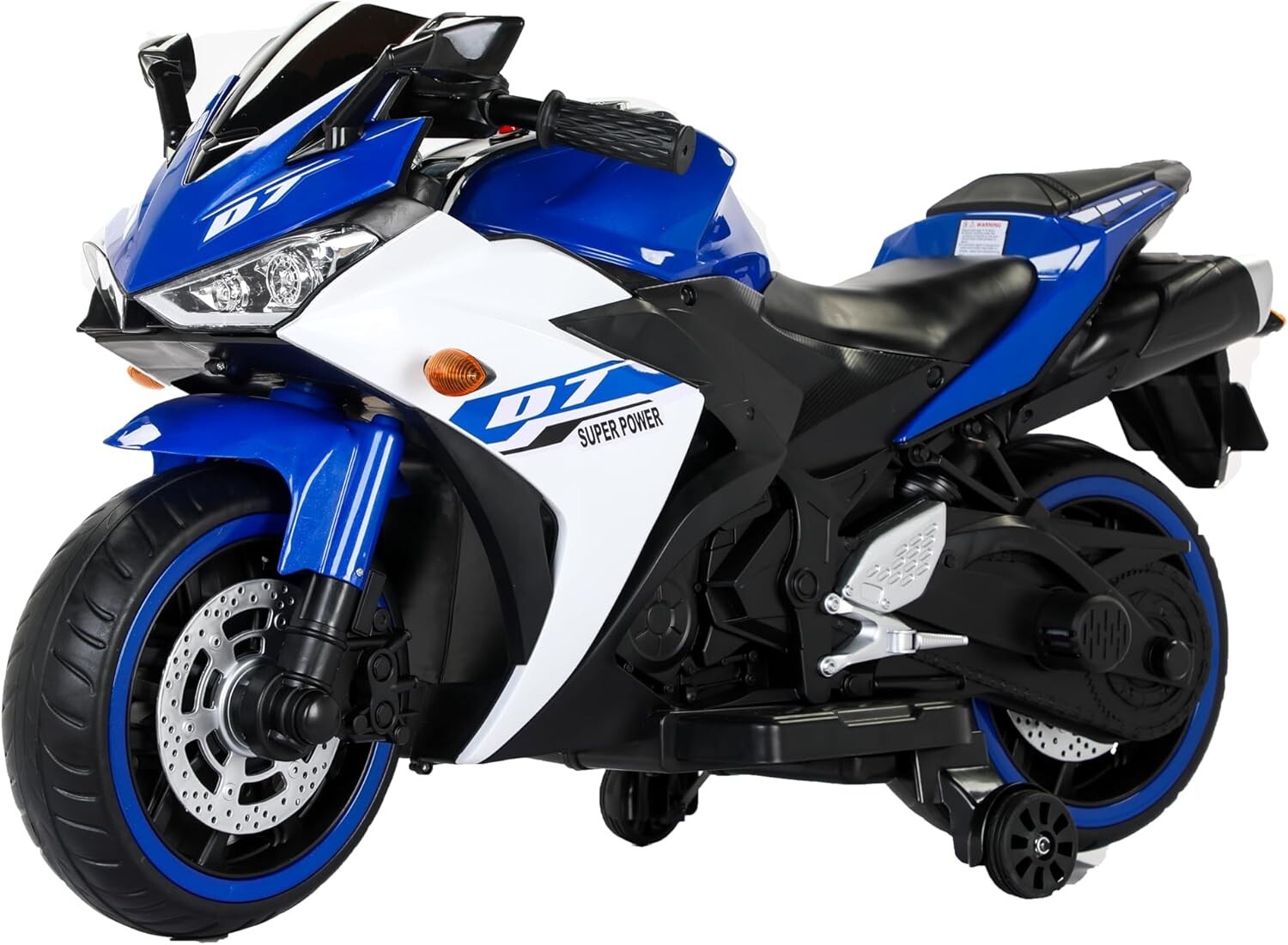 Kids Electric Motorcycle with Trainning Wheels for 3-6 Years Blue