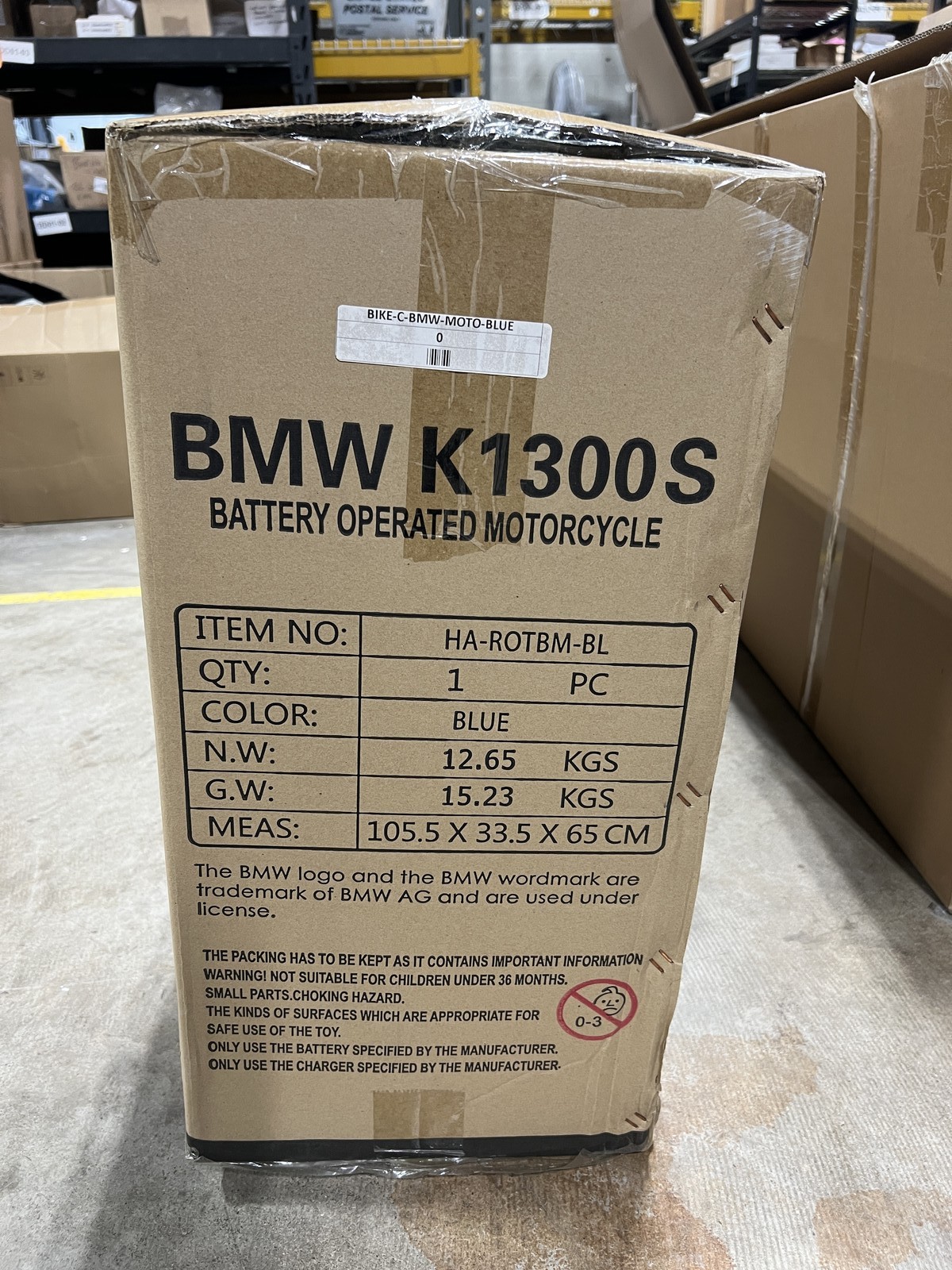 Luxury BMW K1300S 12V Ride-On Bike Blue