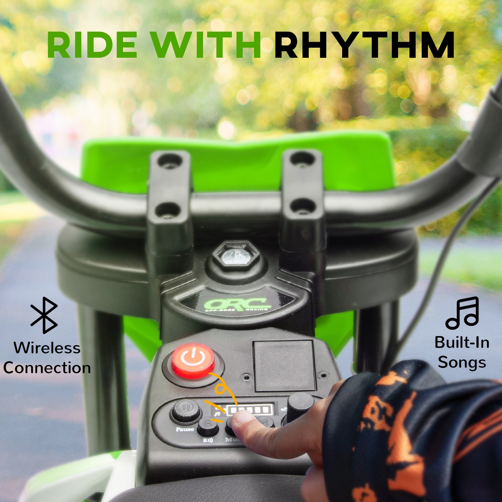 12V Kids Motorcycle W/ Twist Grip Throttle, Rear Suspension, Green