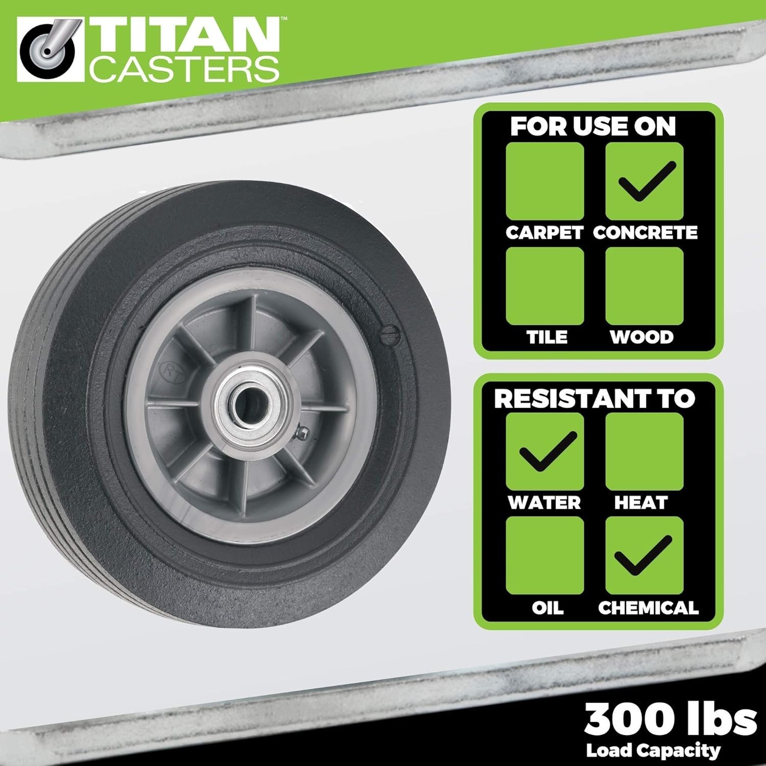 Versatile 8 Inch Replacement Wheel with Strong Flat Proof Design – Gray/Black