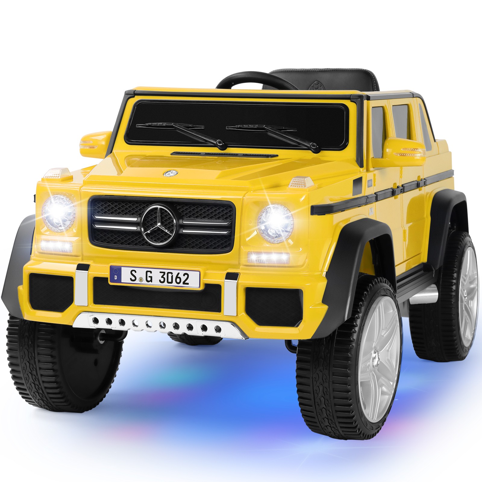12V Battery Kid Yellow Ride On Car Electric Mercedes-Benz Truck w/LED,MP3,Remote