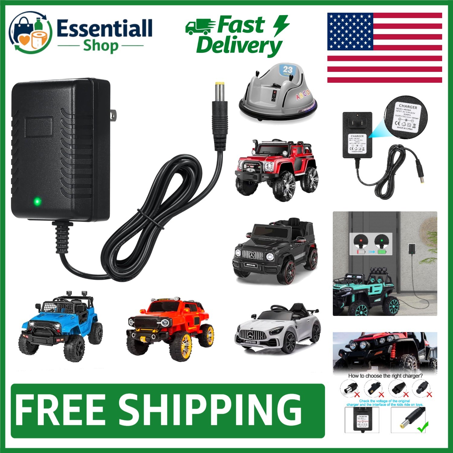 12 Volt Charger for Electric Ride-On Cars – Fast & Safety Certified