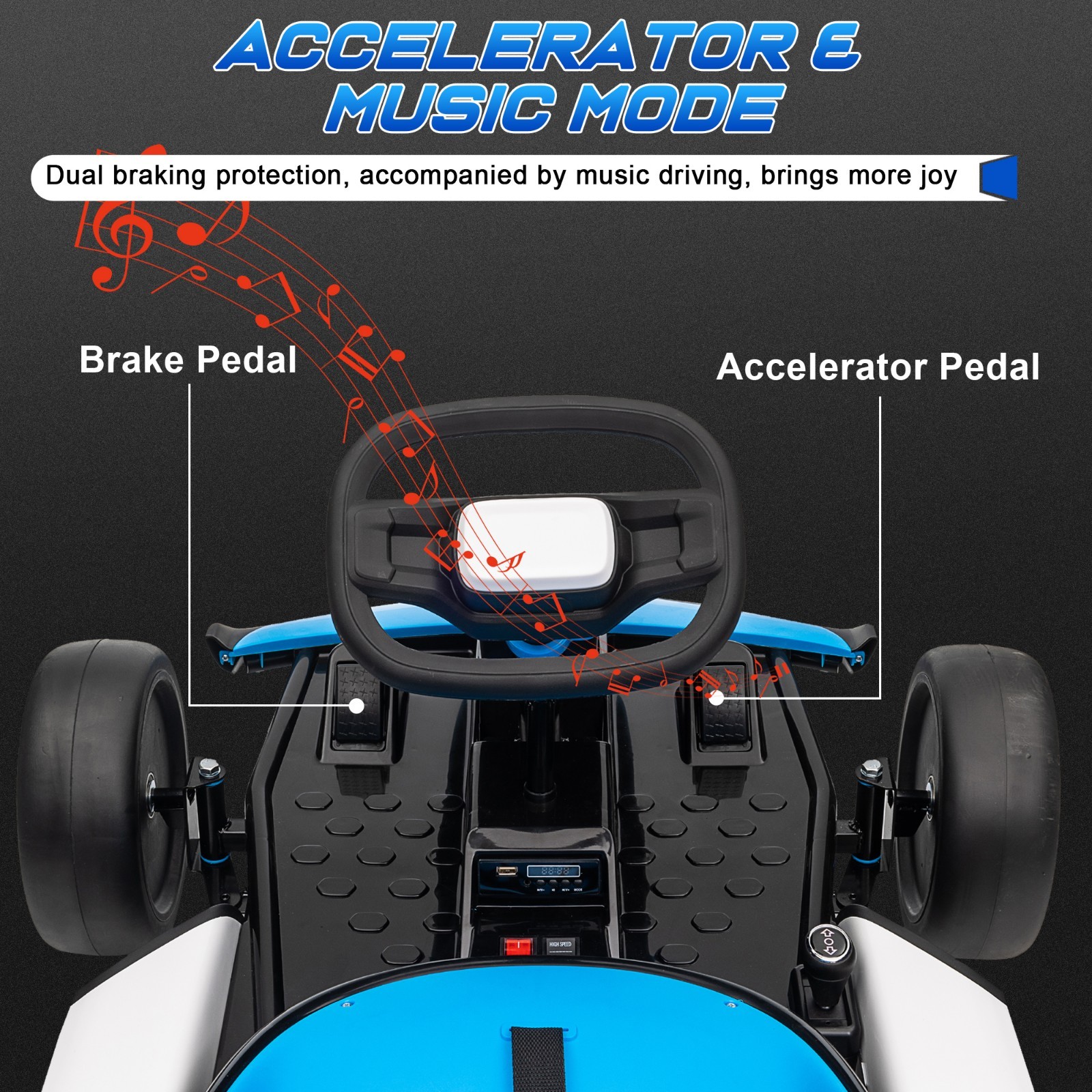 24V 2WD Ride On Race Car for Kids, Drift Kart Car W/ 10Ah Large Battery for Ages