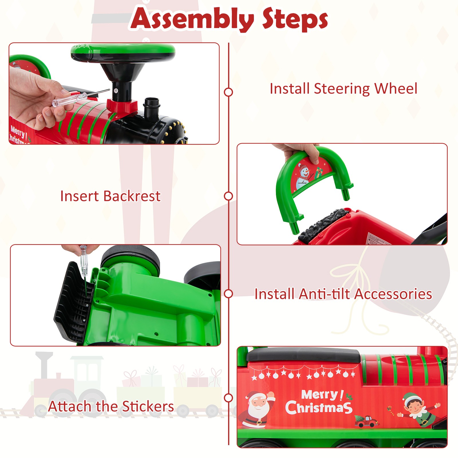6V Electric Kids Ride On Train Motorized Train Toy w/ Track & 6 Wheels Green