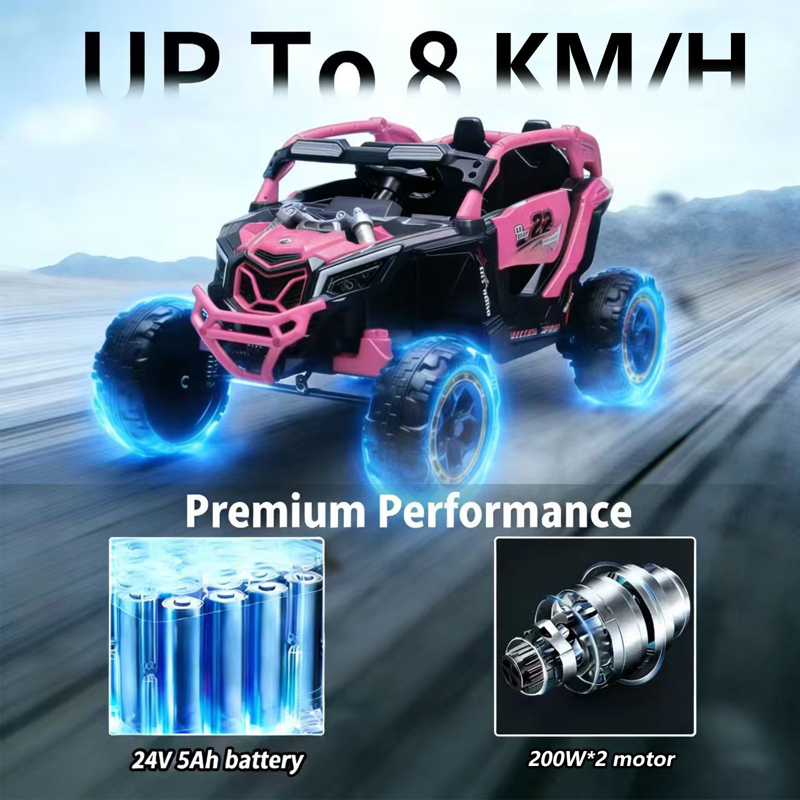 2 Seaters Ride on UTV 24V 400W Kids Electric Car Truck with Remote Music Light