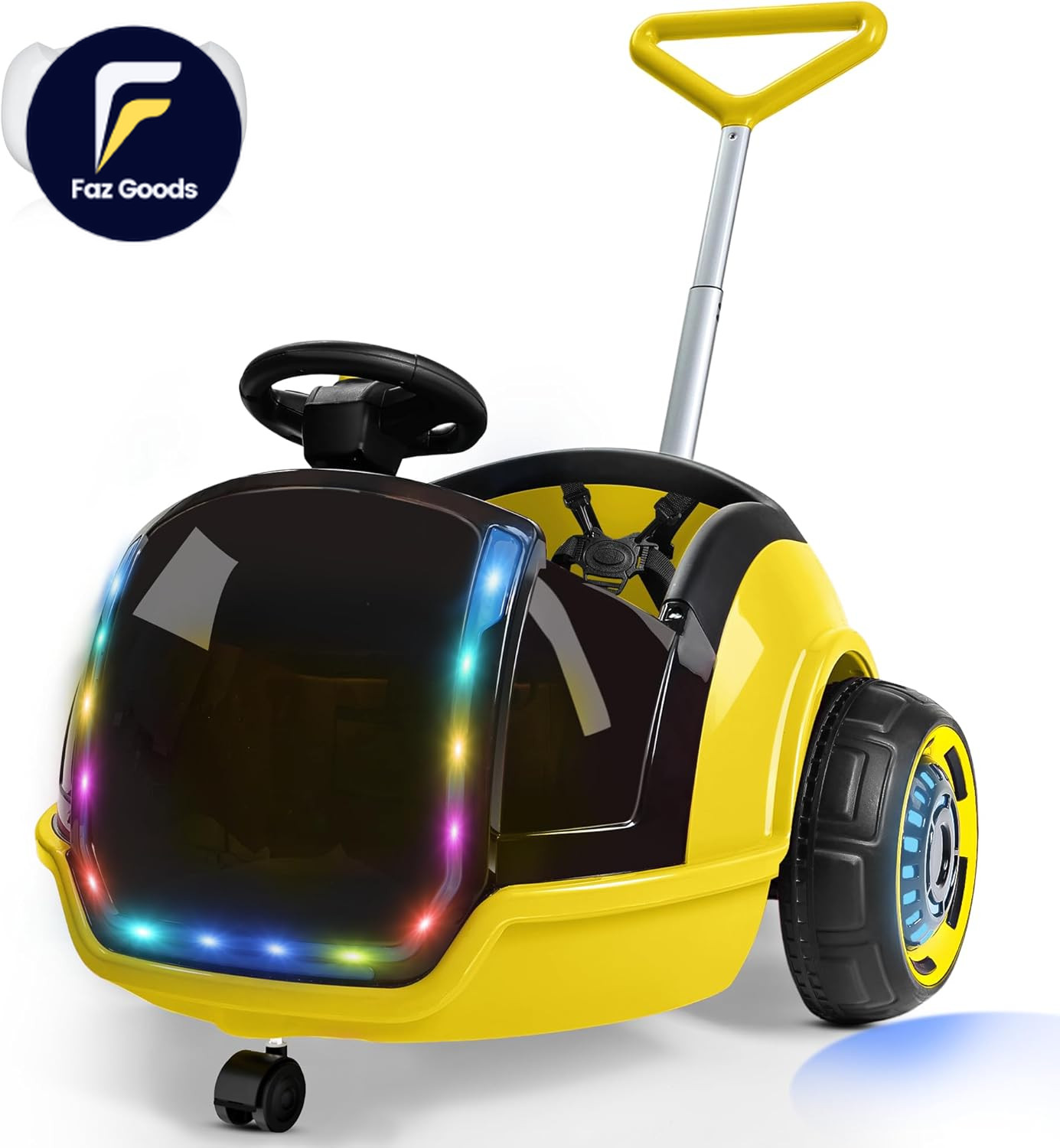 3-In-1 Electric Push Ride on Car 12V Kids Ride on Toy W/Remote Control, 360° Spi