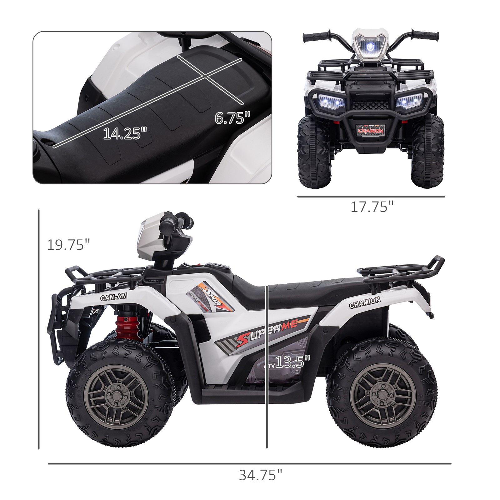 Aosom 12V Kids ATV w/ Forward Backward Function Music, Headlights, Pink