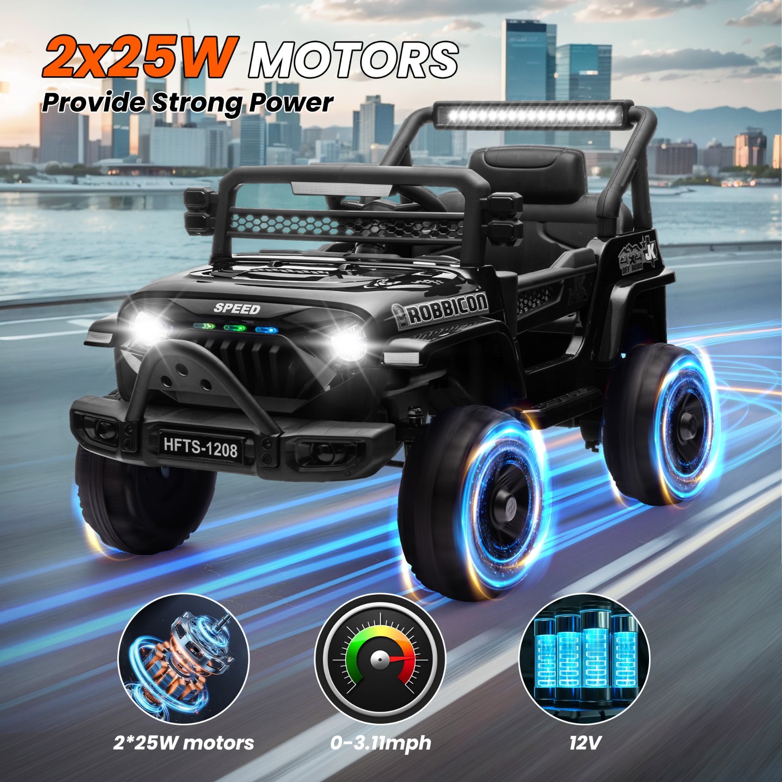 12V Electric Car Ride On Truck for Kids w/ Remote, Powered Wheels Toys, Black