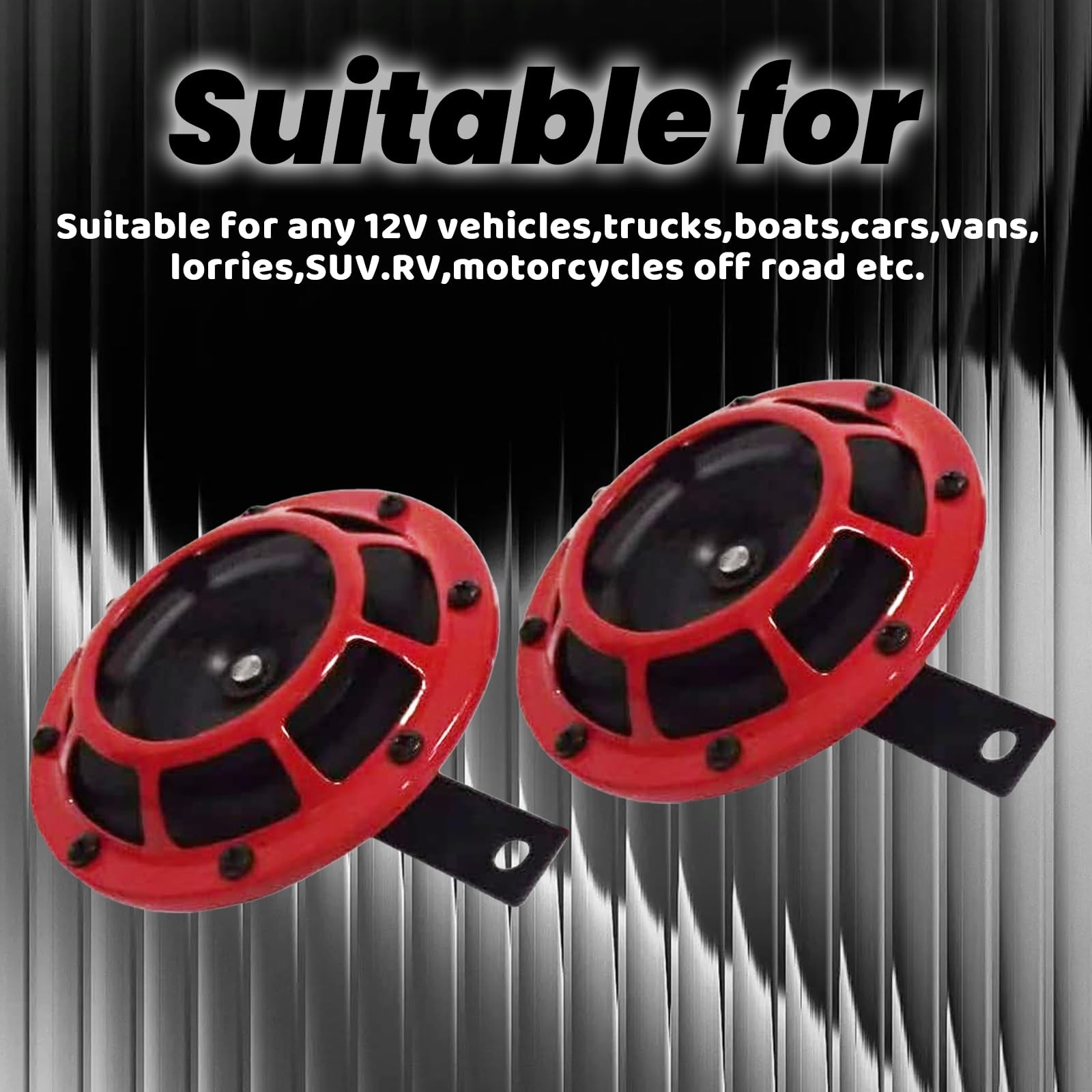 Supertone 12V High Low Tone Twin Horn Kit Red Protective Grill 003399801 Fix