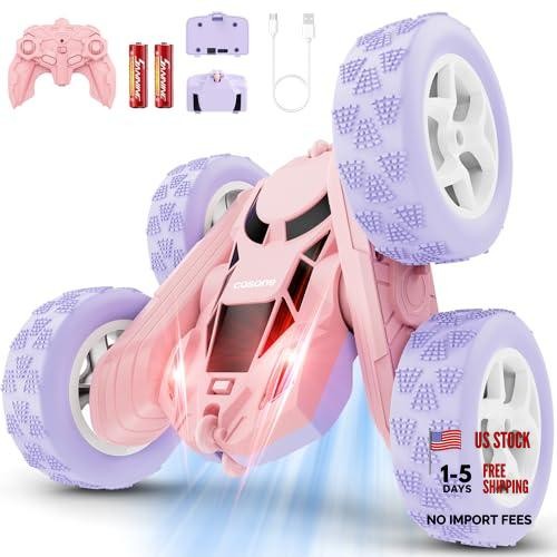 Pink Purple RC Stunt Car for Kids, Remote Control Car with 360° Purple&pink