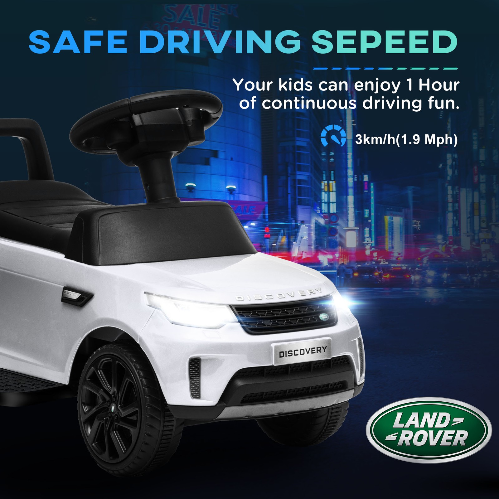 Qaba 2 in 1 Land Rover Licensed 6V Ride On Car, Sliding Car, White