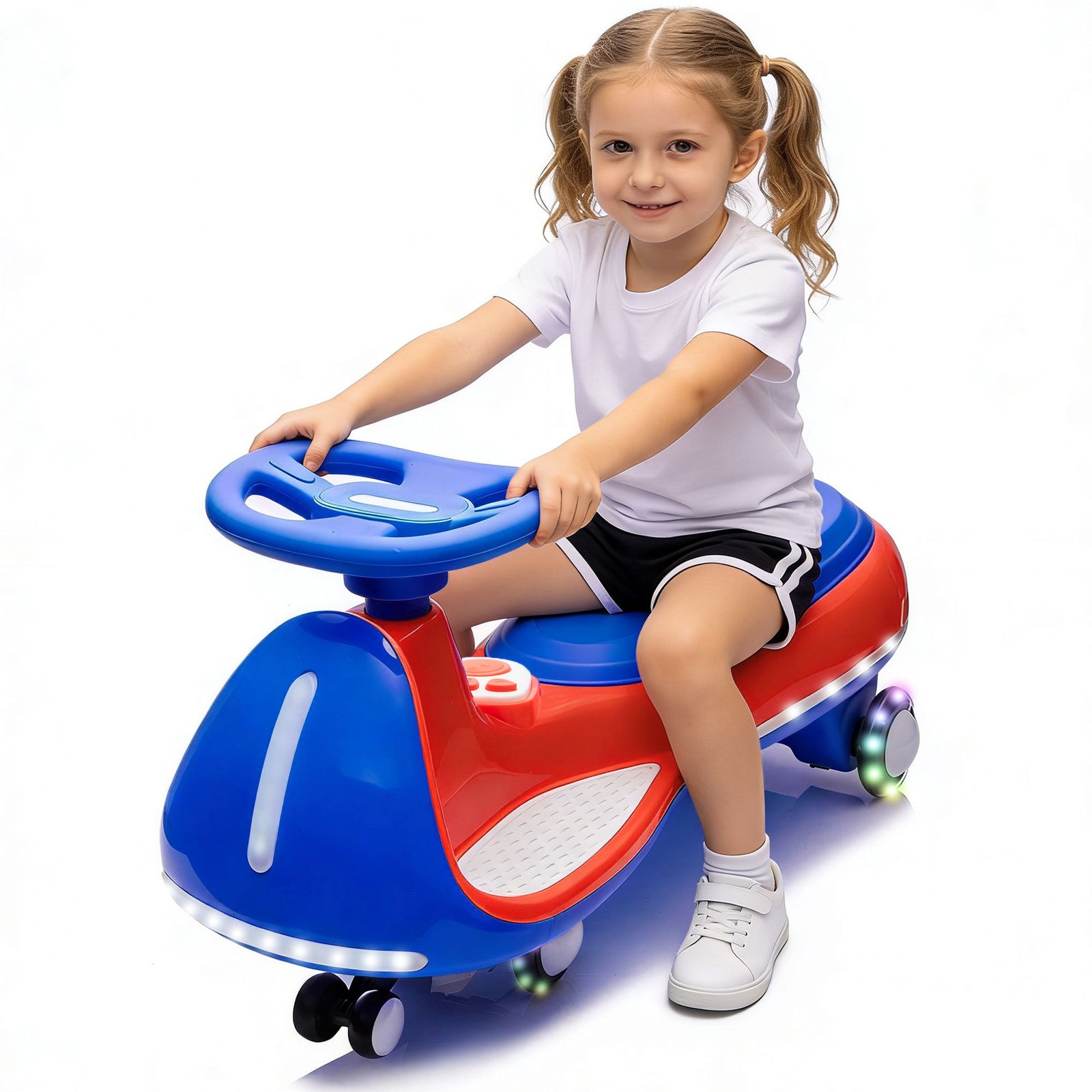2 in 1 12V Kids ride on Electric Wiggle Car 5MPH Max Speed Bluetooth Music Blue