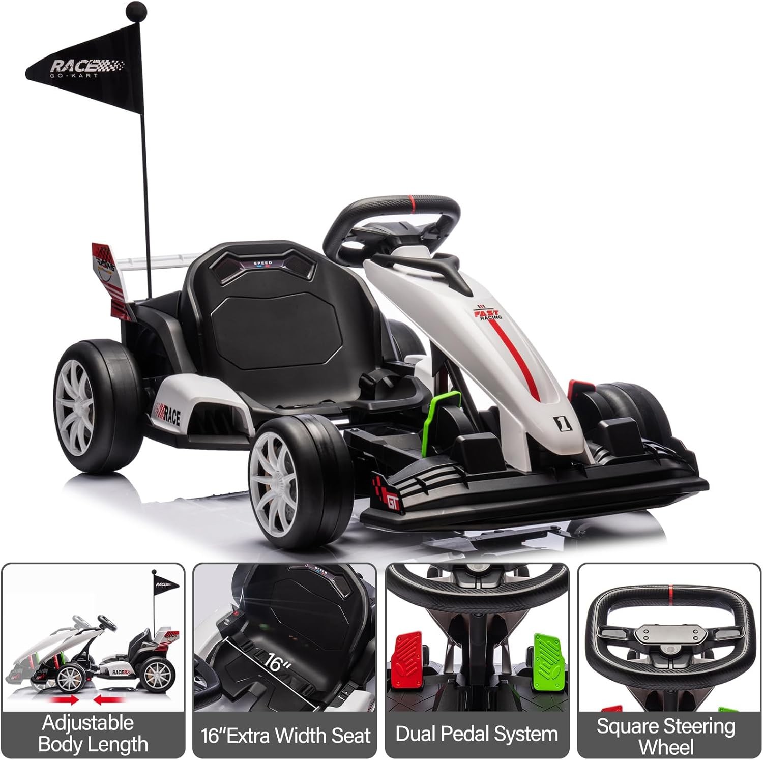 Garvee 24V Electric Go Kart Toy for Kids,Fast Speed 7.5 Mph Ride on Drifting Car
