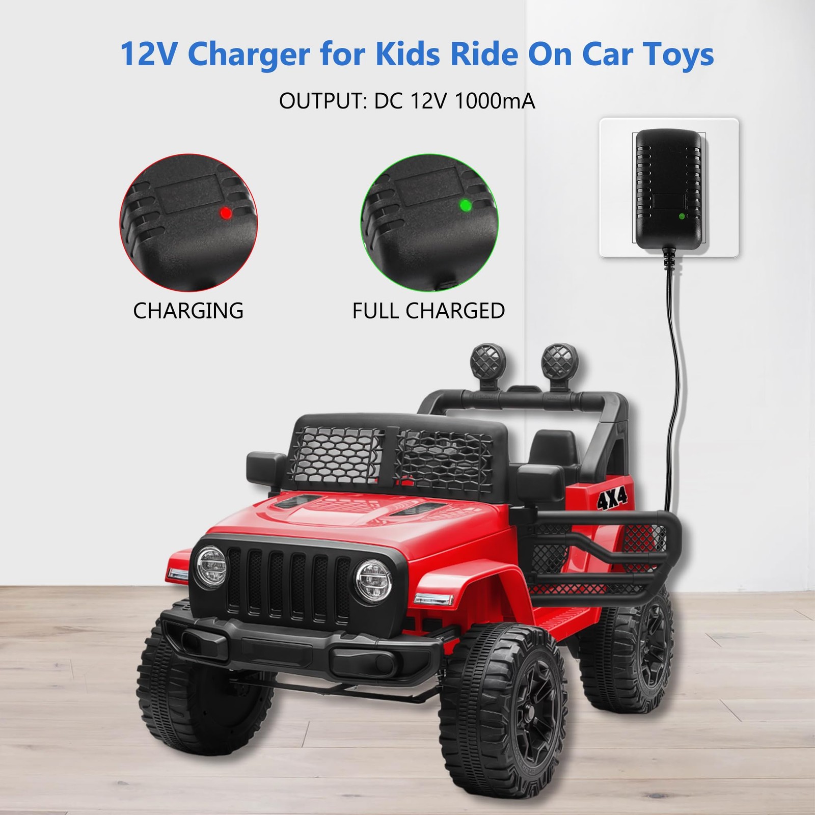 12V Battery Charger for Ride On Car Toy, Compatible with BMX X6, Kid TRAX GMC…