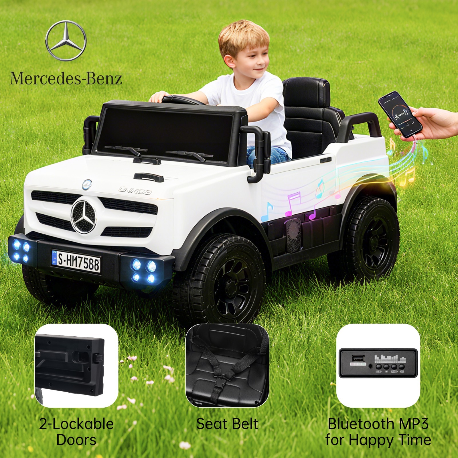 Mercedes Licensed 12V Ride on Toy Electric Car Age for 1-4 w/ Parent Remote MP3