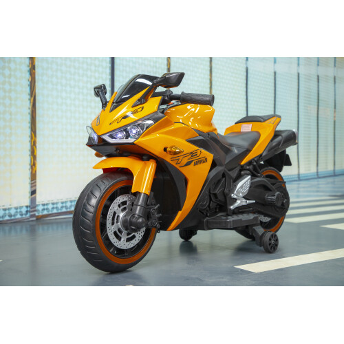 2026 Kids Ride On Dirt 12V Electric Motorcycle for Child Training Wheels Orange