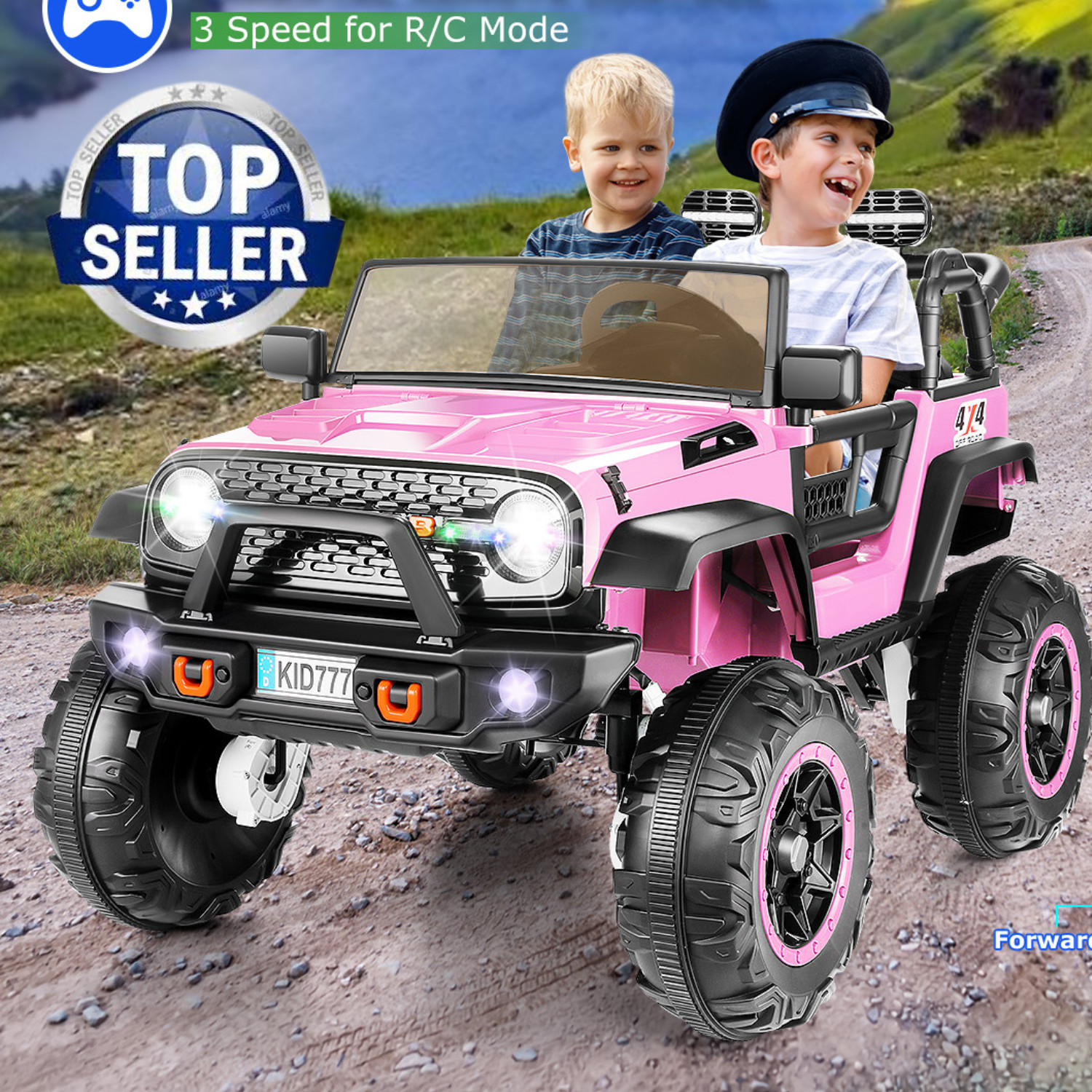 24V Kids Ride on Car,Electric Truck 400W Motor 3 Speed 4×4 Powerful Engine Gift
