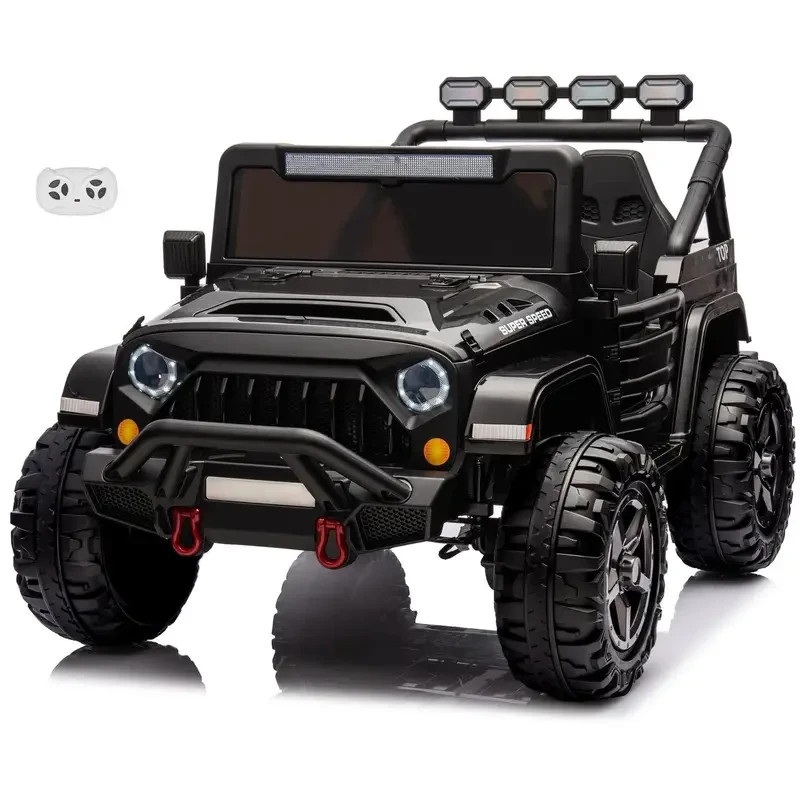 24V 2-Seater Ride On Car Kids Electric Jeep 4WD w/Remote, Black – FAST SHIP