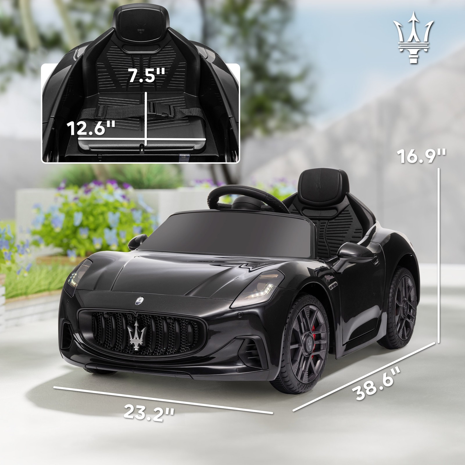 Qaba Maserati Gran Turismo Licensed 12V Kids Electric Car w/ Remote ControlBlack