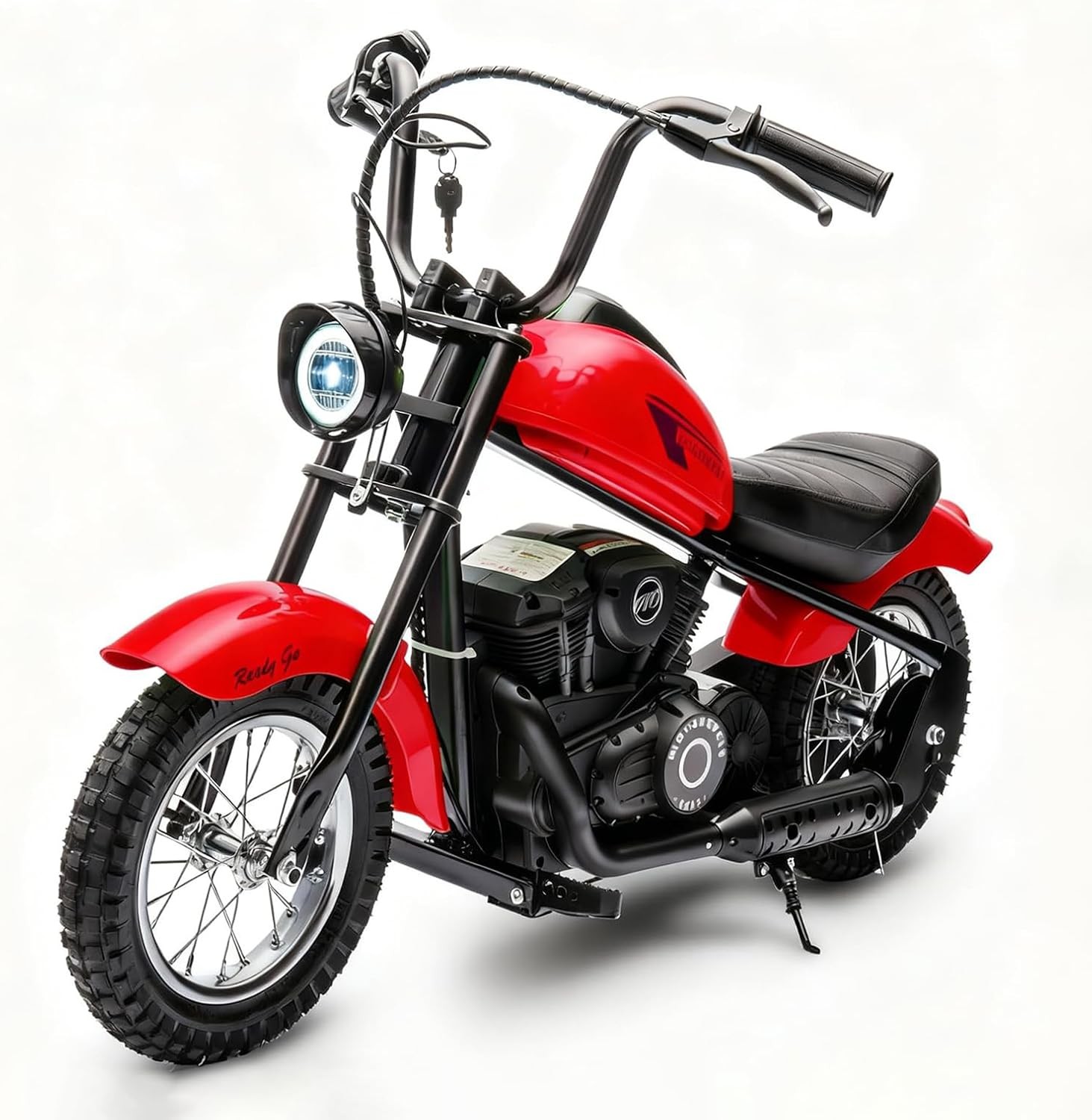 Electric Motorcycle for Kids 24V, Ambient Light, Music, Fog & 60-Min Ride Time
