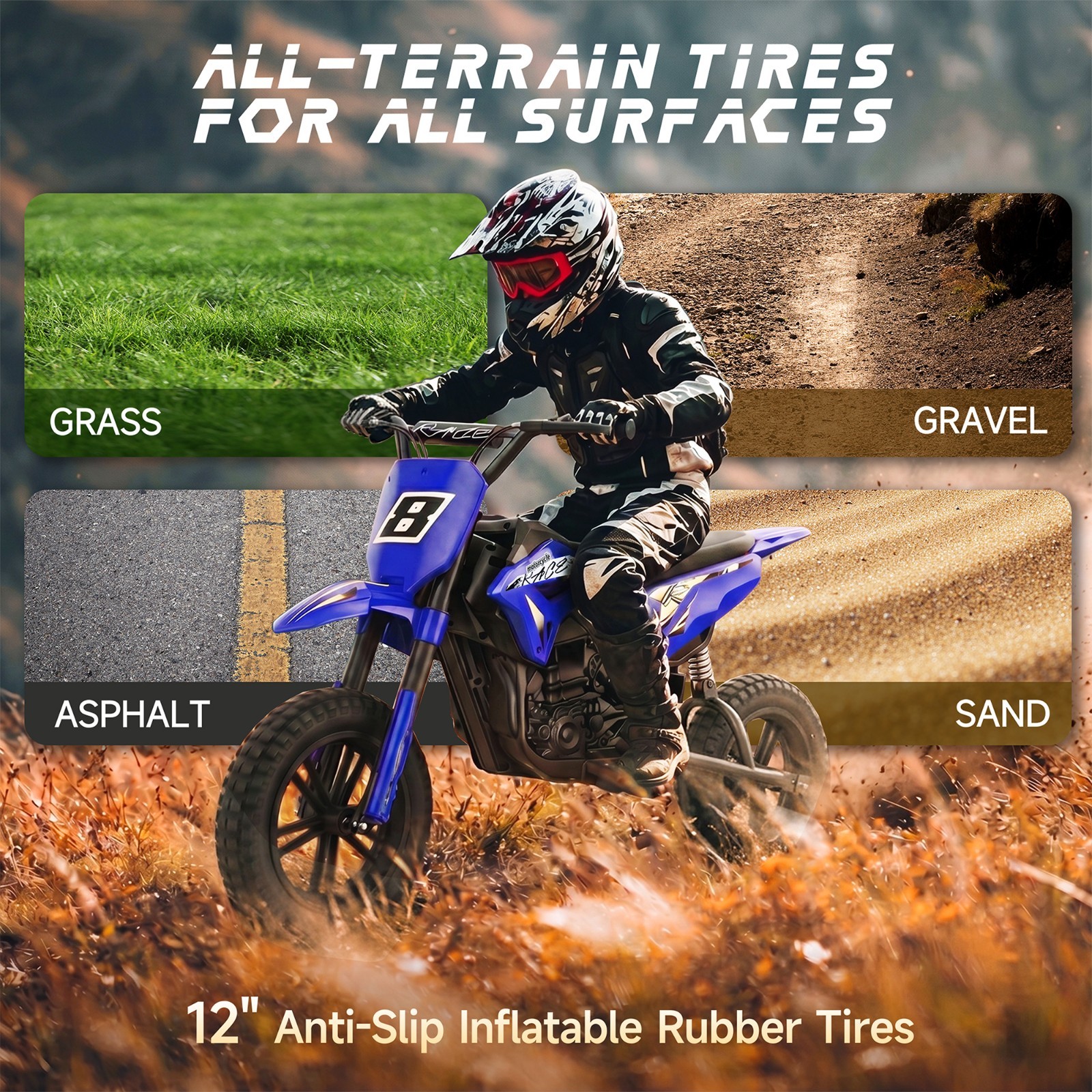 24V Dirt Bike 11MPH 350W Motor Kids Electric Motorcycle Ride on with Drum Brakes