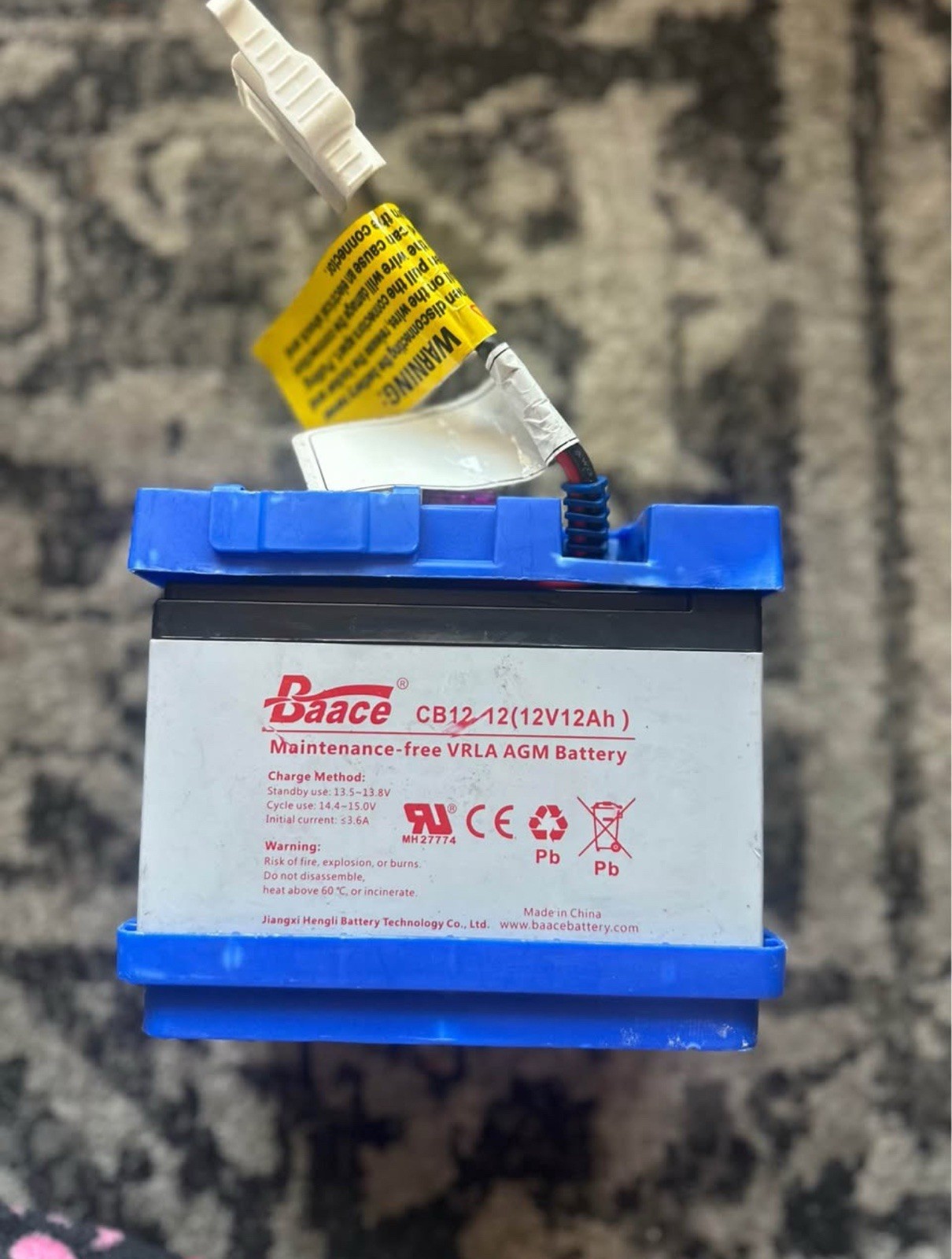 Baace 12V 12Ah VRLA AGM Ride-On Toy Battery CB12-12 for Action Wheels