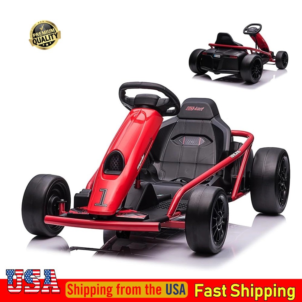 24V 9Ah Electric Ride-on Go Kart Car Toy 8.1MPH Power Wheels Load 300w Age 8-14