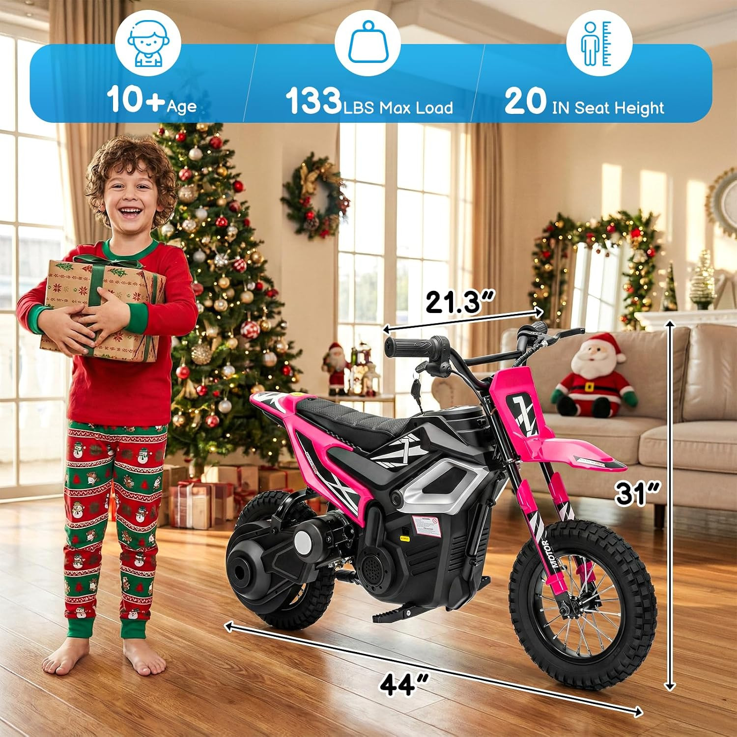 24V Kids Electric Dirt Bike, up to 14 Mph Electric Motorcycle Mini Bike, W/ 2.75