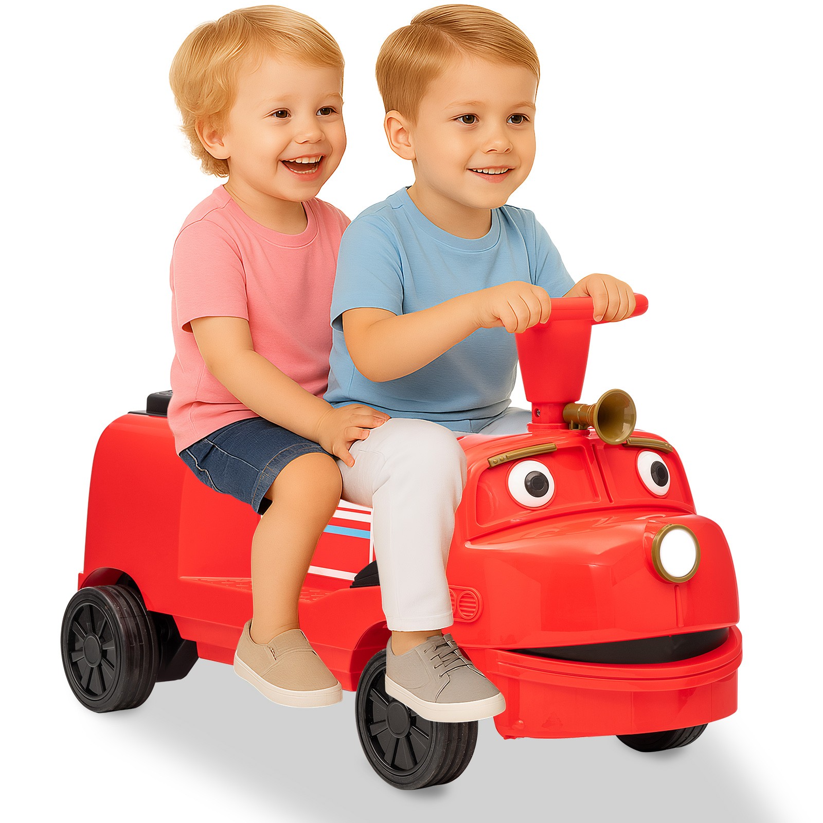 12V Kids Ride On Car 2-Seater Electric Toy Train Trackless Battery Powered Gift