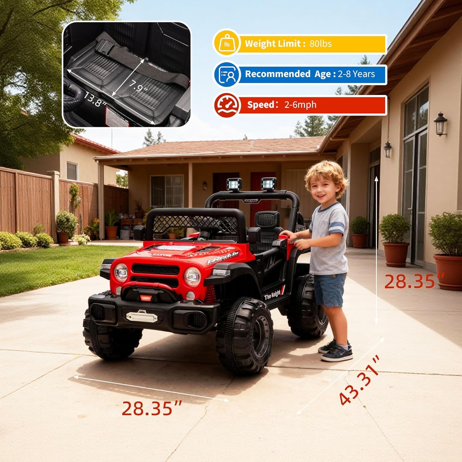 12V Kids Ride On Truck Car Electric Vehicle Remote Control LED Lights Music Gift