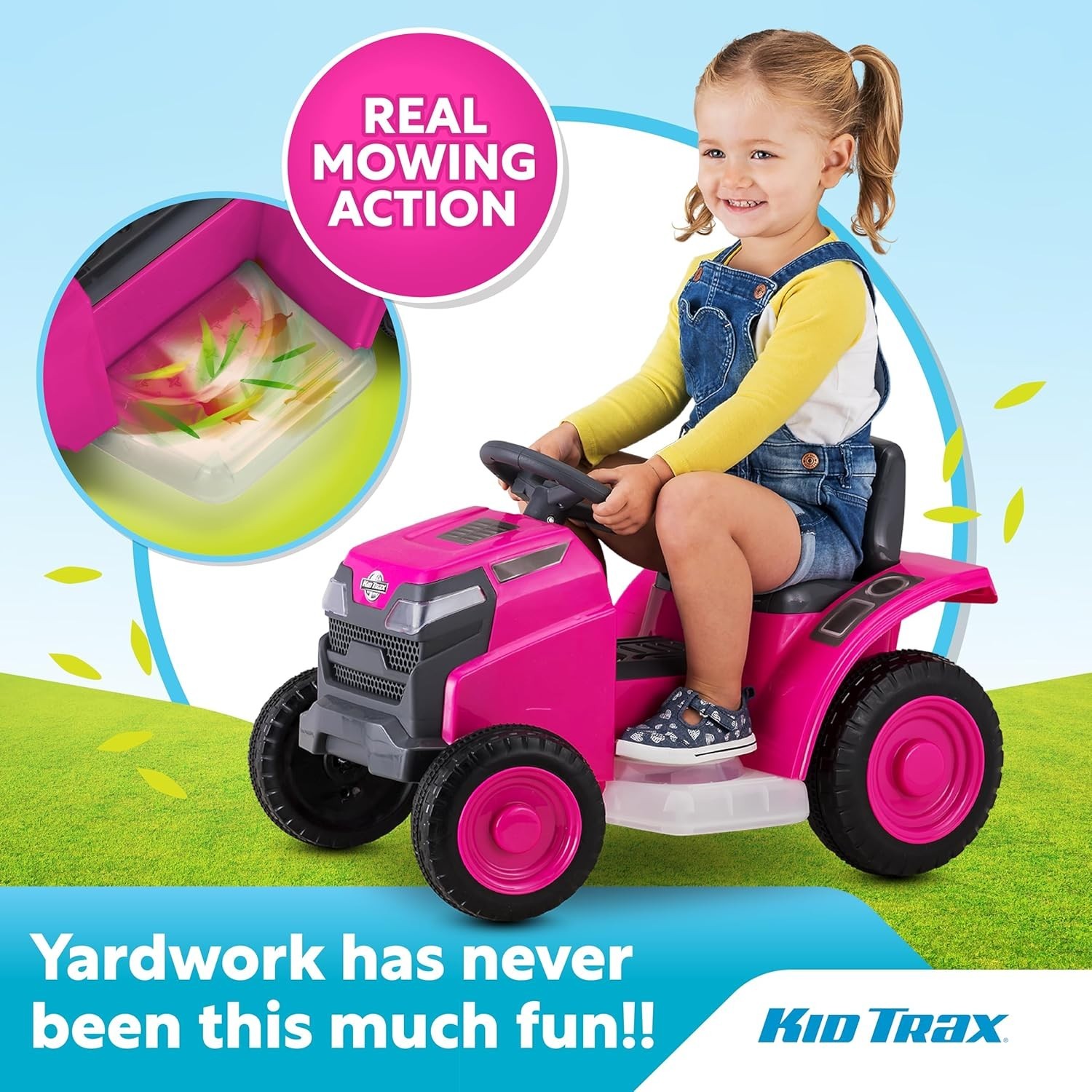 Mow and Go Ride On Lawn Mower – Electric Cars for Kids, Toddler Outdoor Toys, T