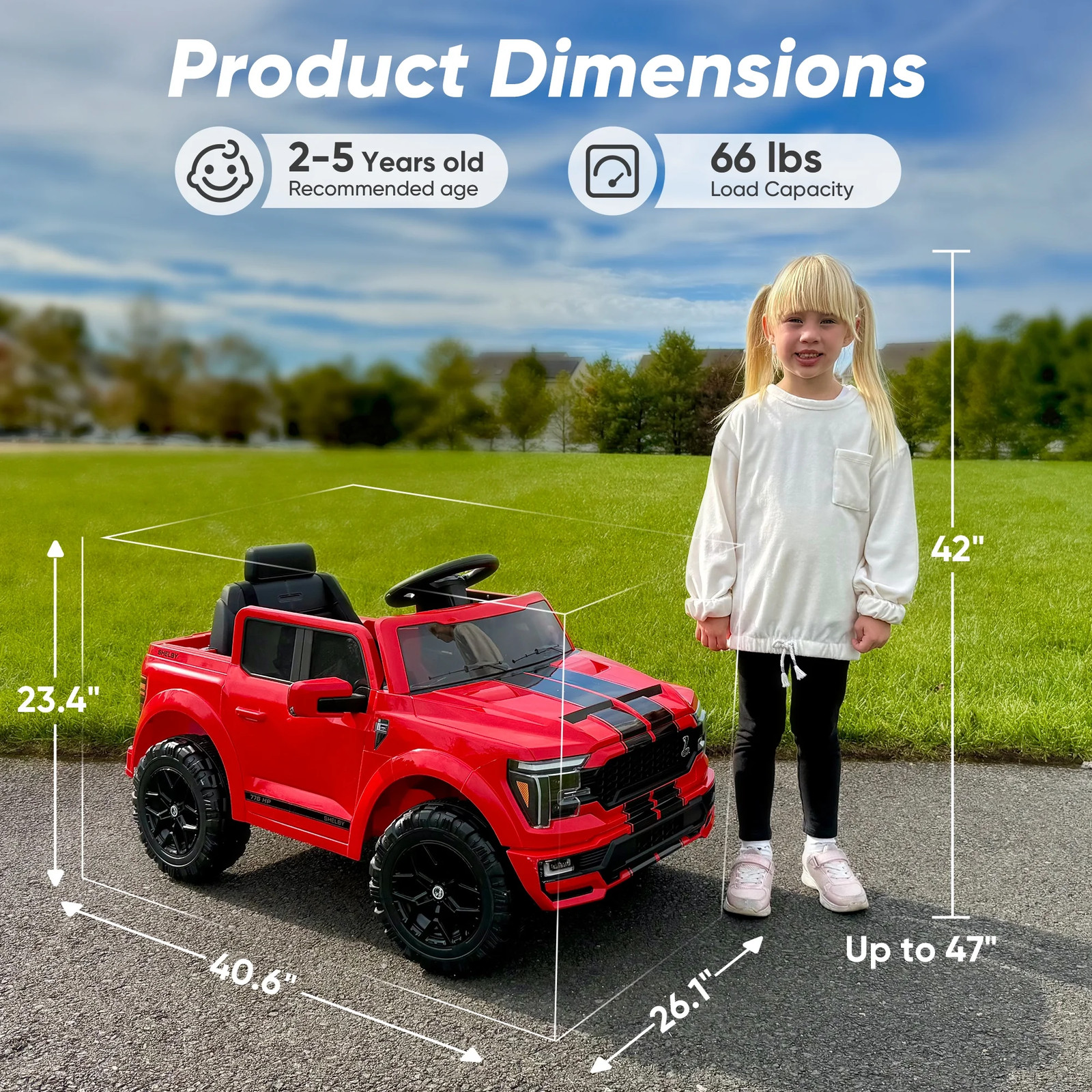 Electric Licensed Ford-Shelby F-150 12V Ride on Truck Kid Car Toddlers Remote Re