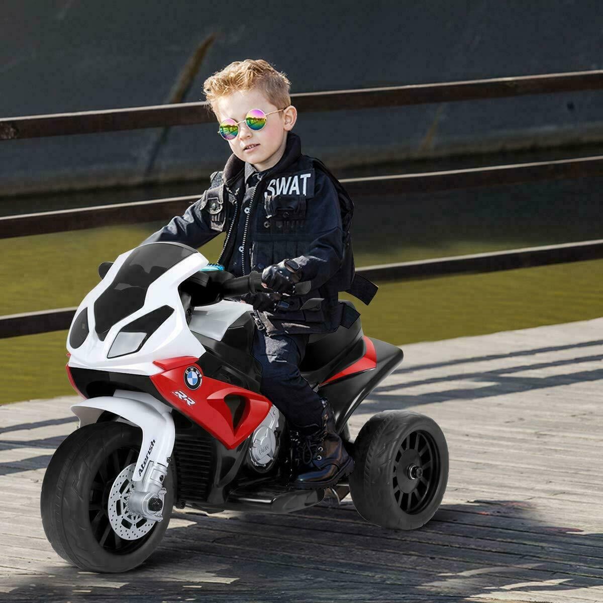 Kids Ride On Motorcycle BMW Licensed 6V Electric 3 Wheels Bicycle w/ Music Red