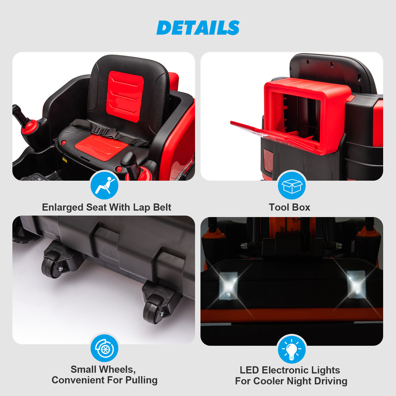 2IN1 12V 360° Kids Red Ride on Traxcavator Excavator Toys with Remote Control