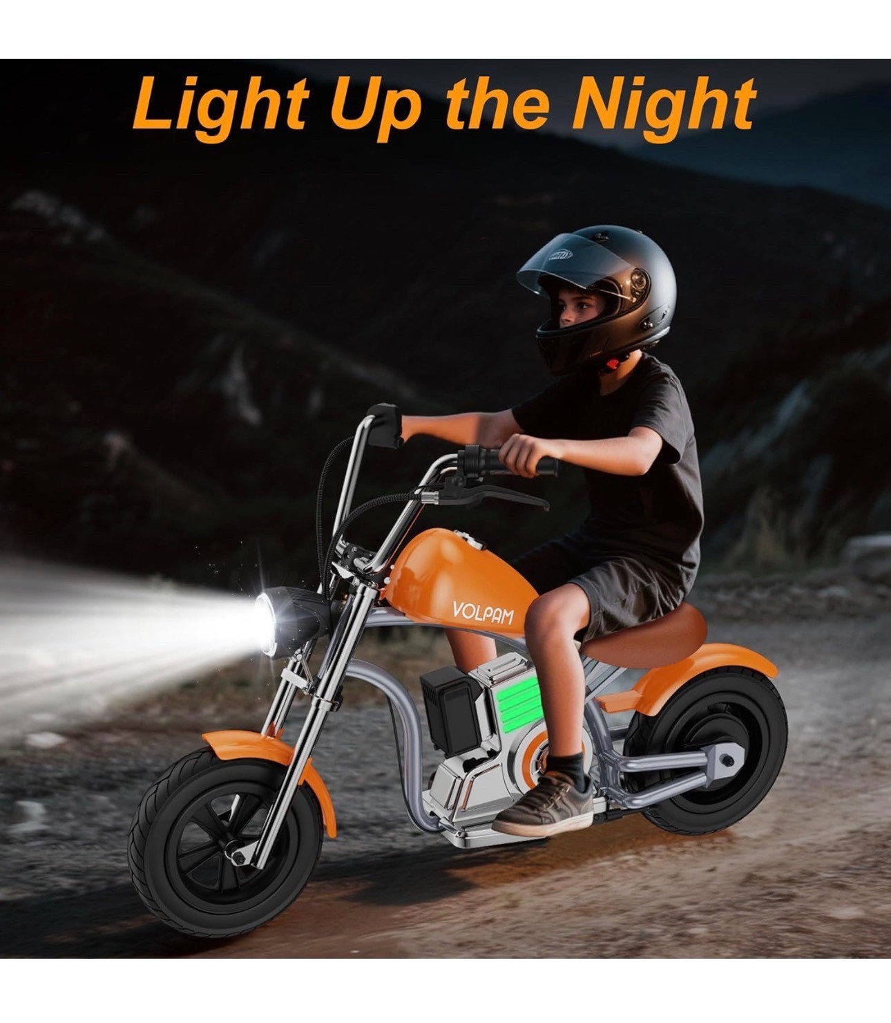 Kids Electric Dirt Bike 24V, LED Lights, Rear Brake, Leather Seat, Up to 10MPH