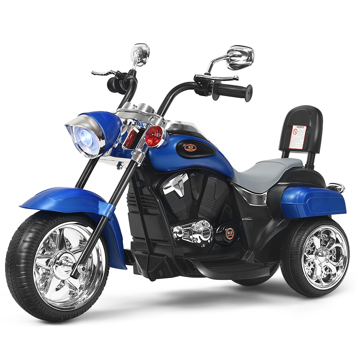 6V Kids Ride On Chopper Motorcycle 3 Wheel Trike with Headlight and Horn Blue