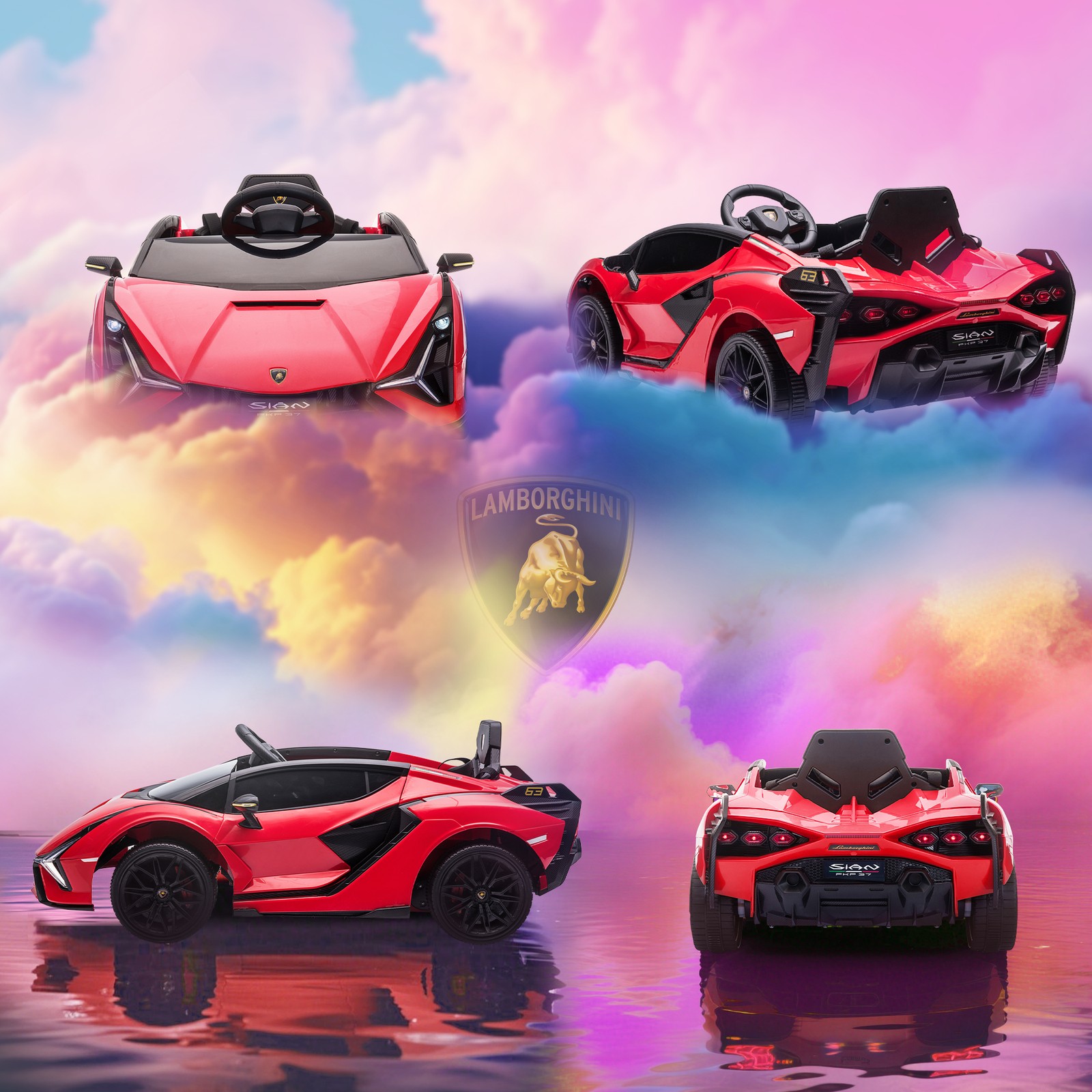 12V Lamborghini SIAN Licensed Electric Car for kids, Black
