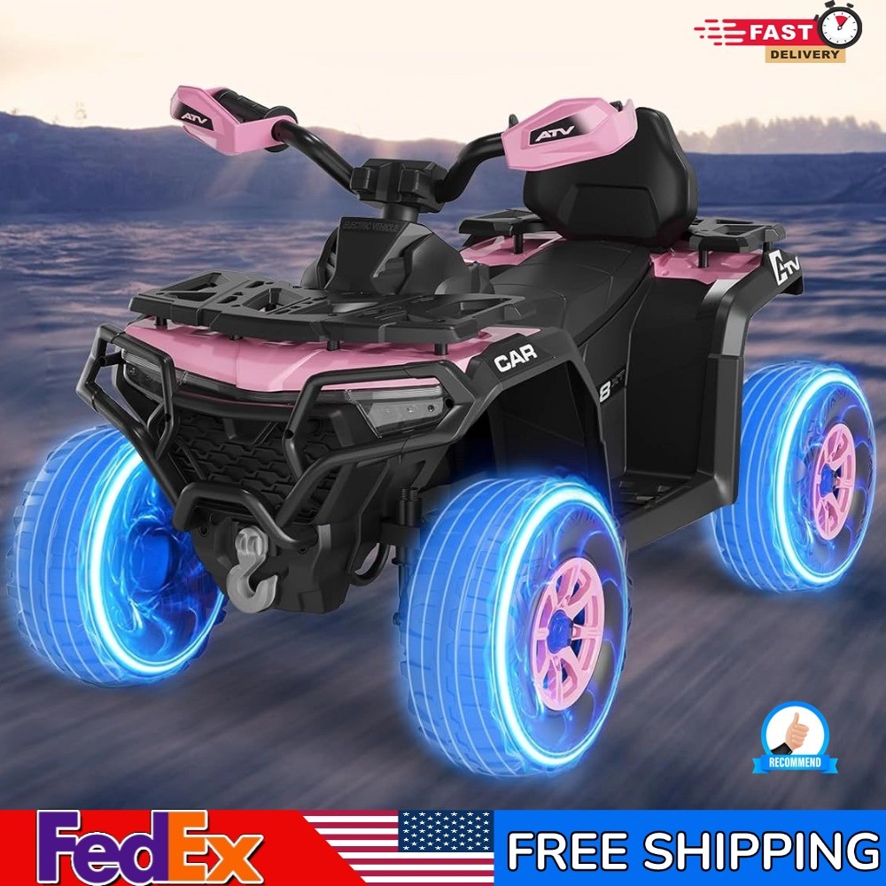 12V Kids Quad Car Off-road Ride on Toy ATV 4 Wheeler MP3 LED Flag Remote Control
