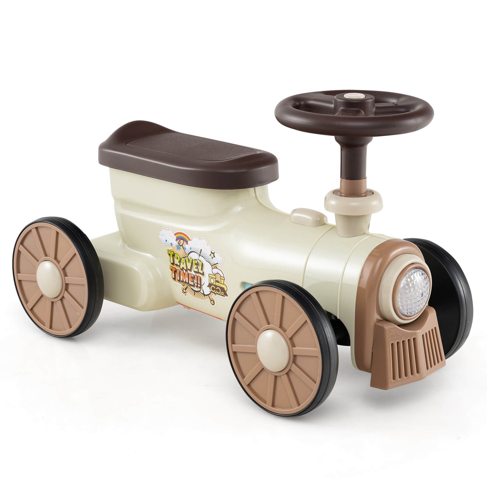 Ride on Push Car w/ Storage Compartment & Train Whistle Sound Button
