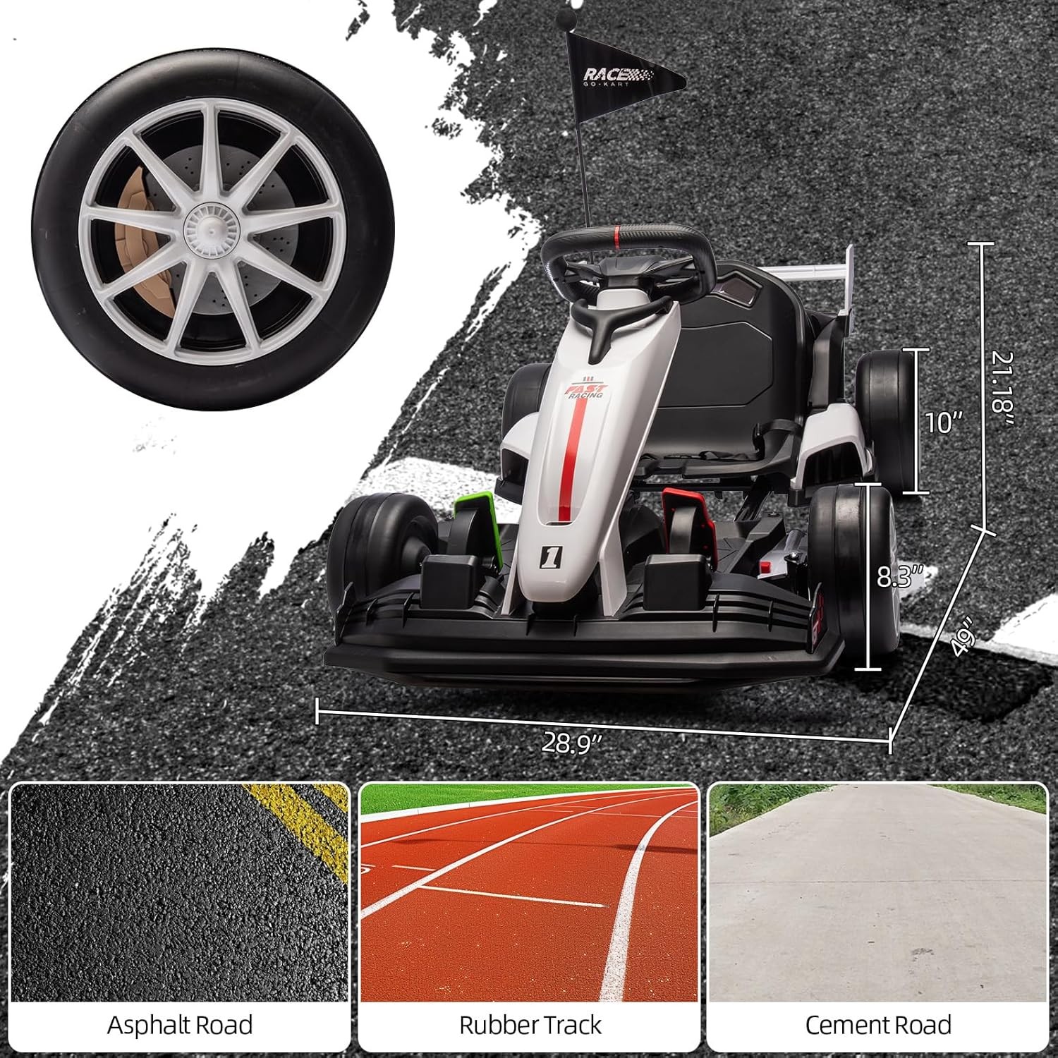 24V Electric Go Kart for Kids High Speed Drifting Car Ride On Go Kart Racing Toy