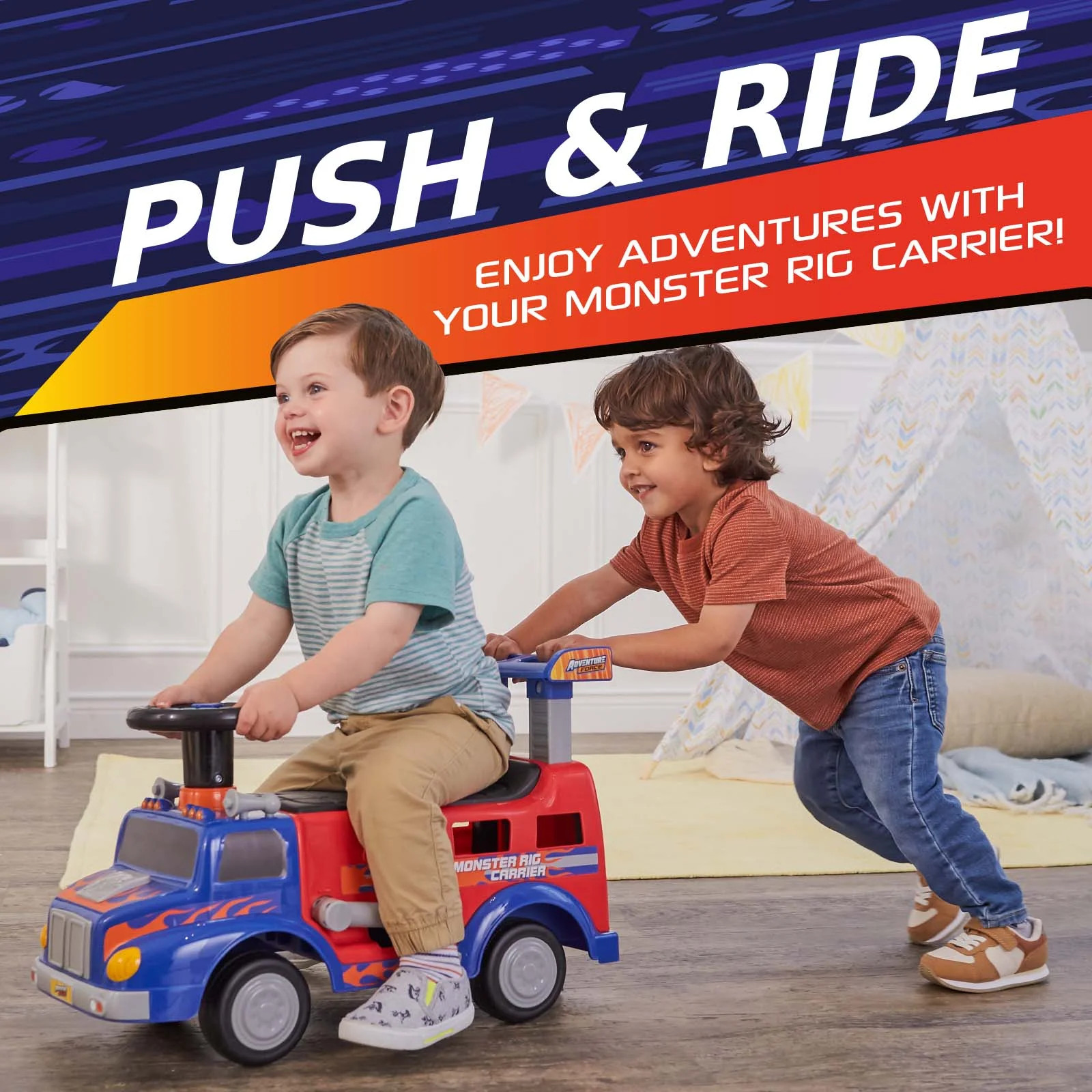 Kids Ride On Toy Adventure Force Monster Rig Carrier Transportation Age 1-3 yrs