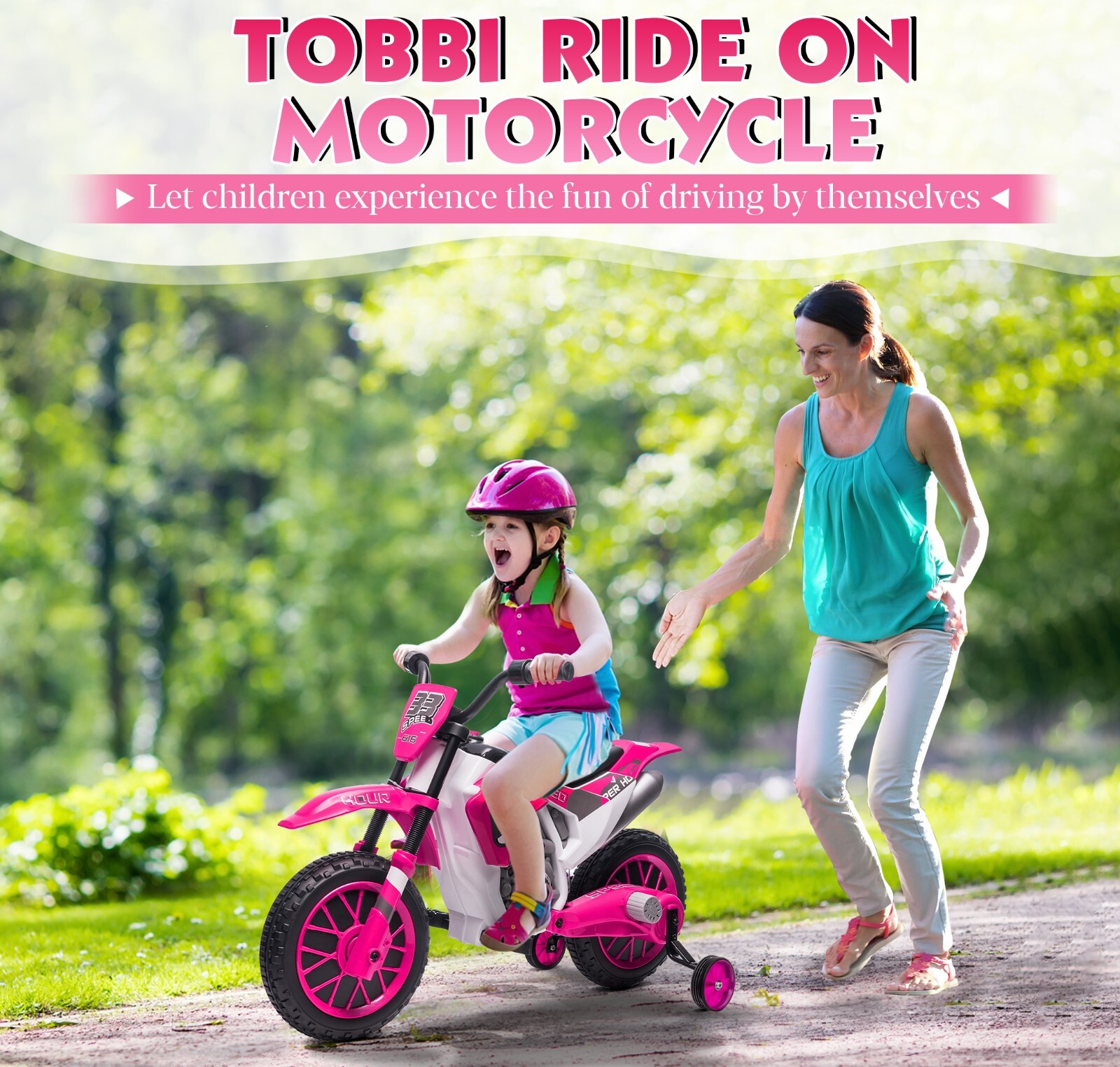 12V TOBBI Electric Motorcycle for Kids Battery Powered Ride On Toys with 2 Speed